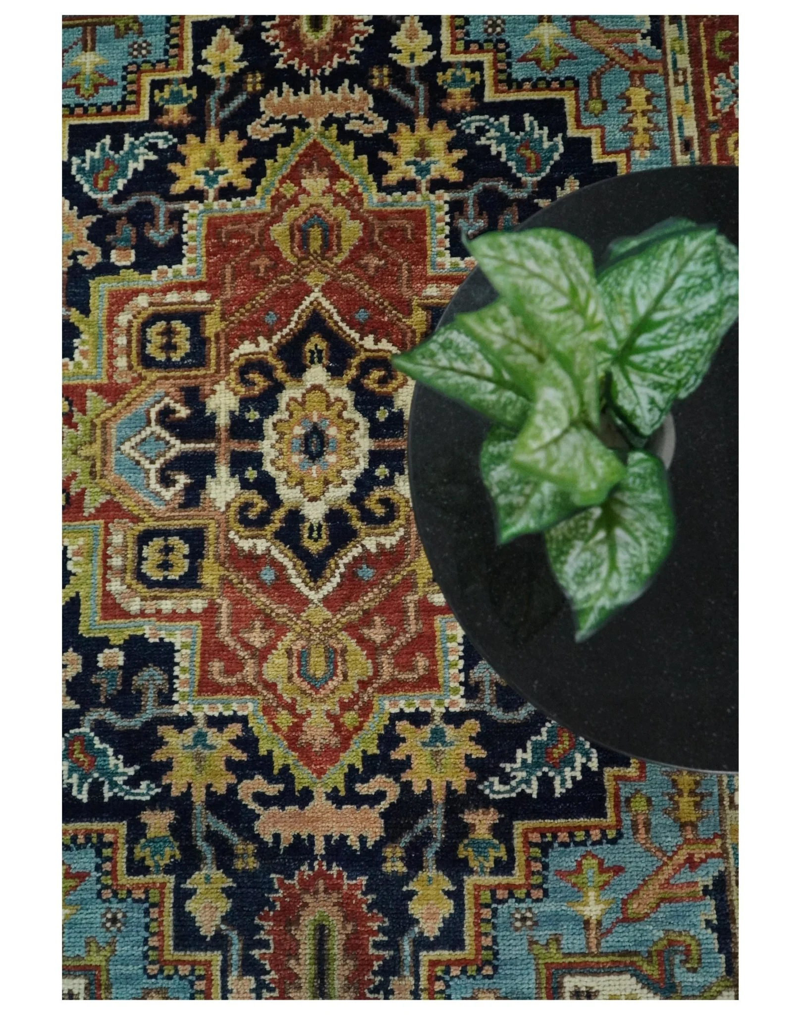 Custom Made Blue and Rust Hand Knotted Wool Antique Style Wool Area Rug - Image 7