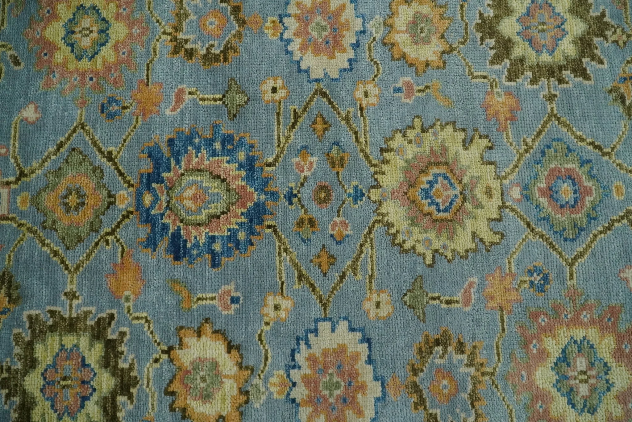 Blue and Rust Antique Traditional Oushak Area Rug - Image 5