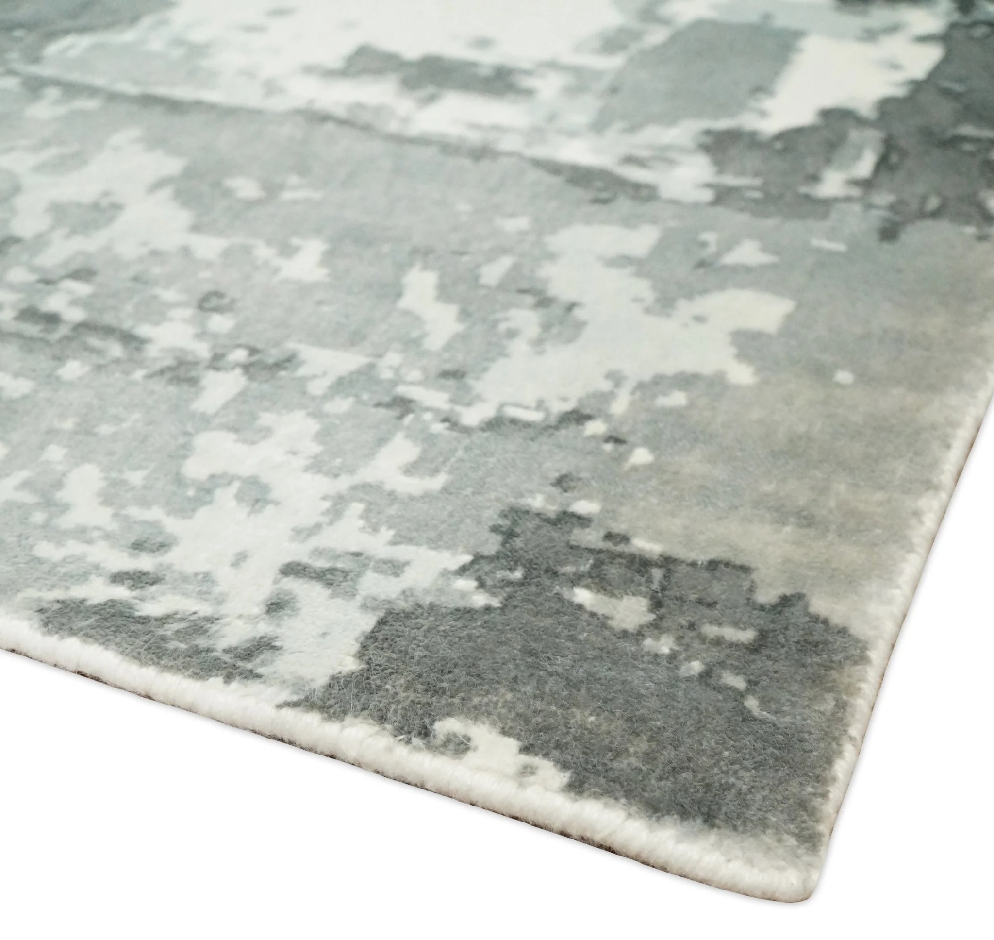 Handmade 8x10 Ivory, gray and Charcoal Blended Wool and Bamboo Silk Area Rug - Image 3