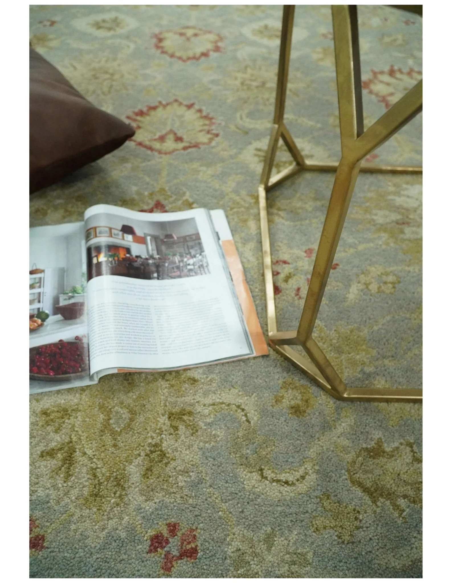 Handmade 8x10 Beige and Blue made with fine wool Area Rug |  TRDCP125810 - Image 5