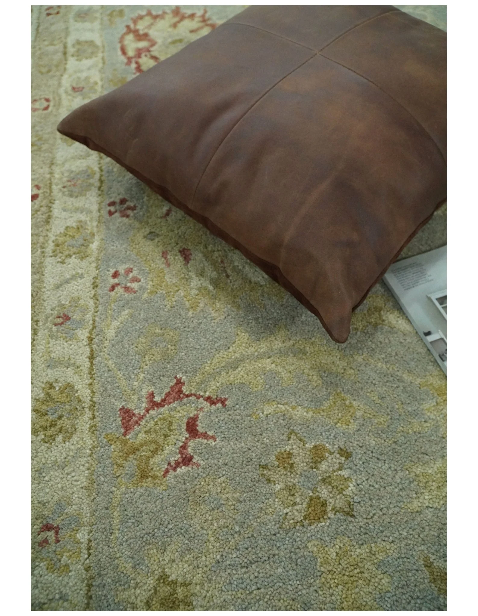 Handmade 8x10 Beige and Blue made with fine wool Area Rug |  TRDCP125810 - Image 6