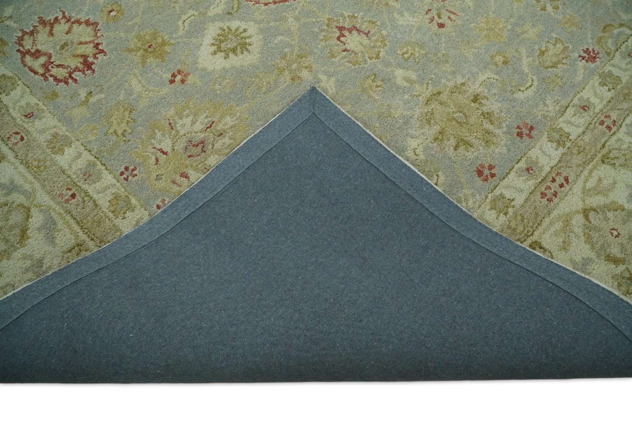 Handmade 8x10 Beige and Blue made with fine wool Area Rug |  TRDCP125810 - Image 7