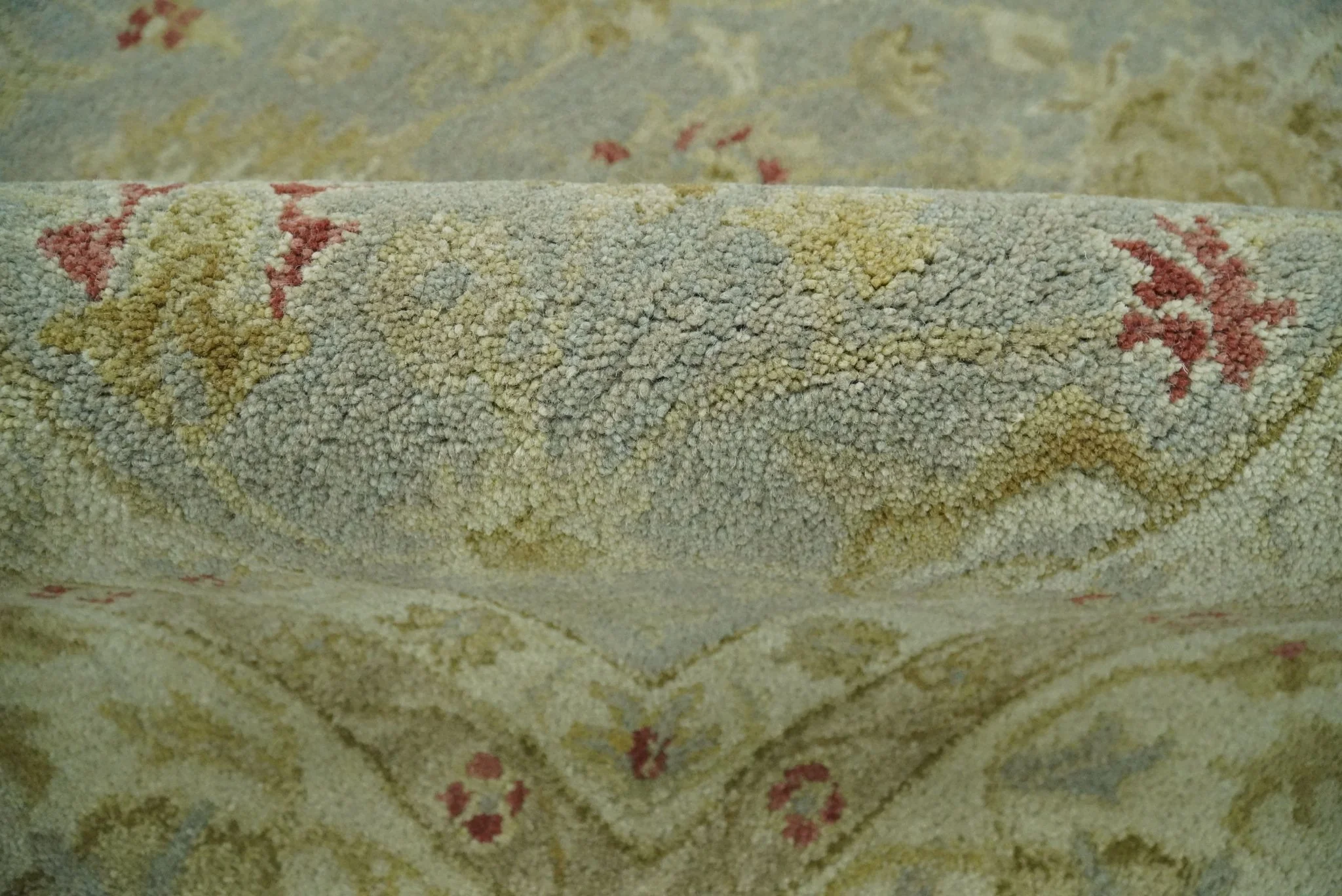 Handmade 8x10 Beige and Blue made with fine wool Area Rug |  TRDCP125810 - Image 8