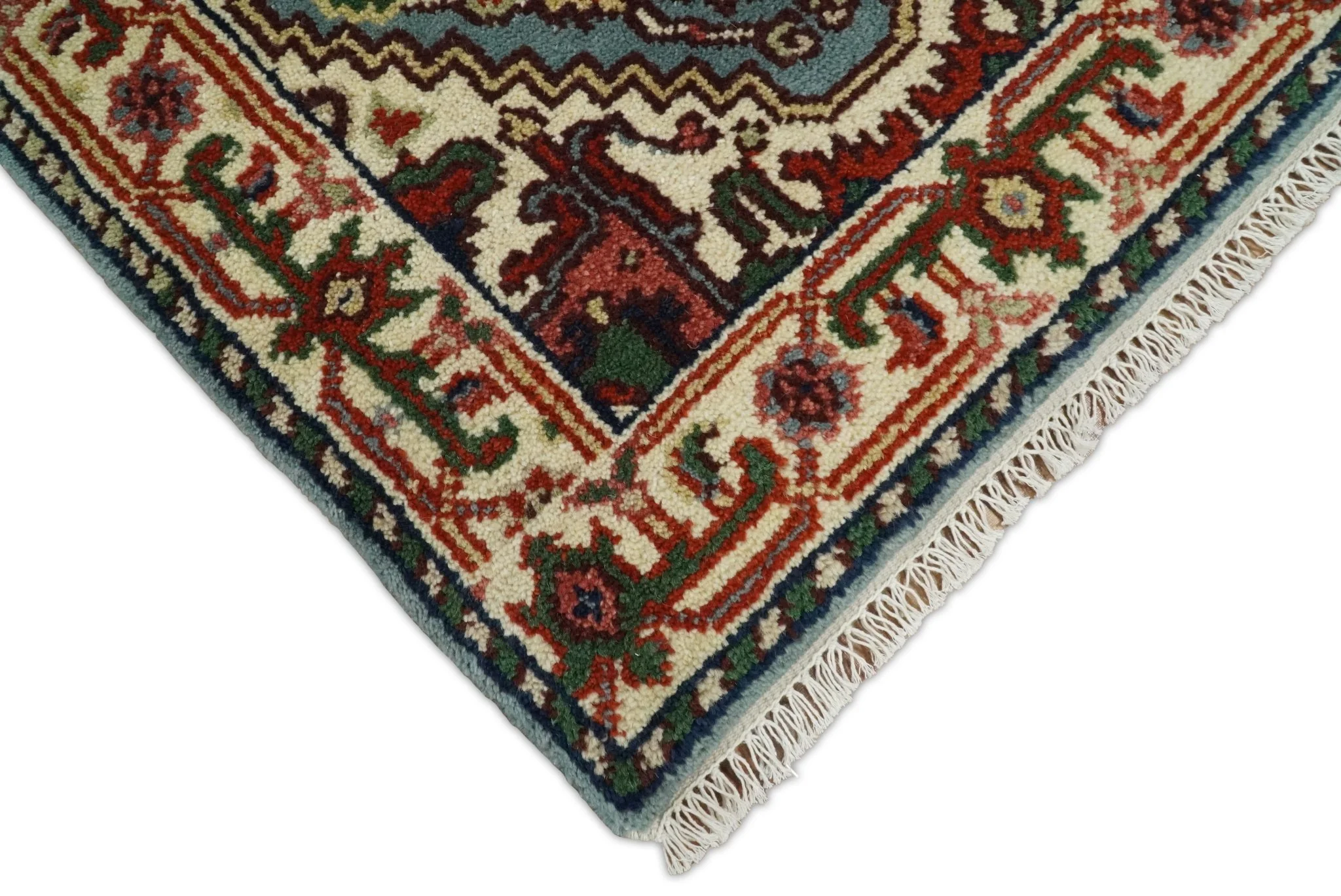 Handmade Blue and Ivory Heriz Serapi 8 Feet Runner made with wool | TRDCP41268 - Image 3