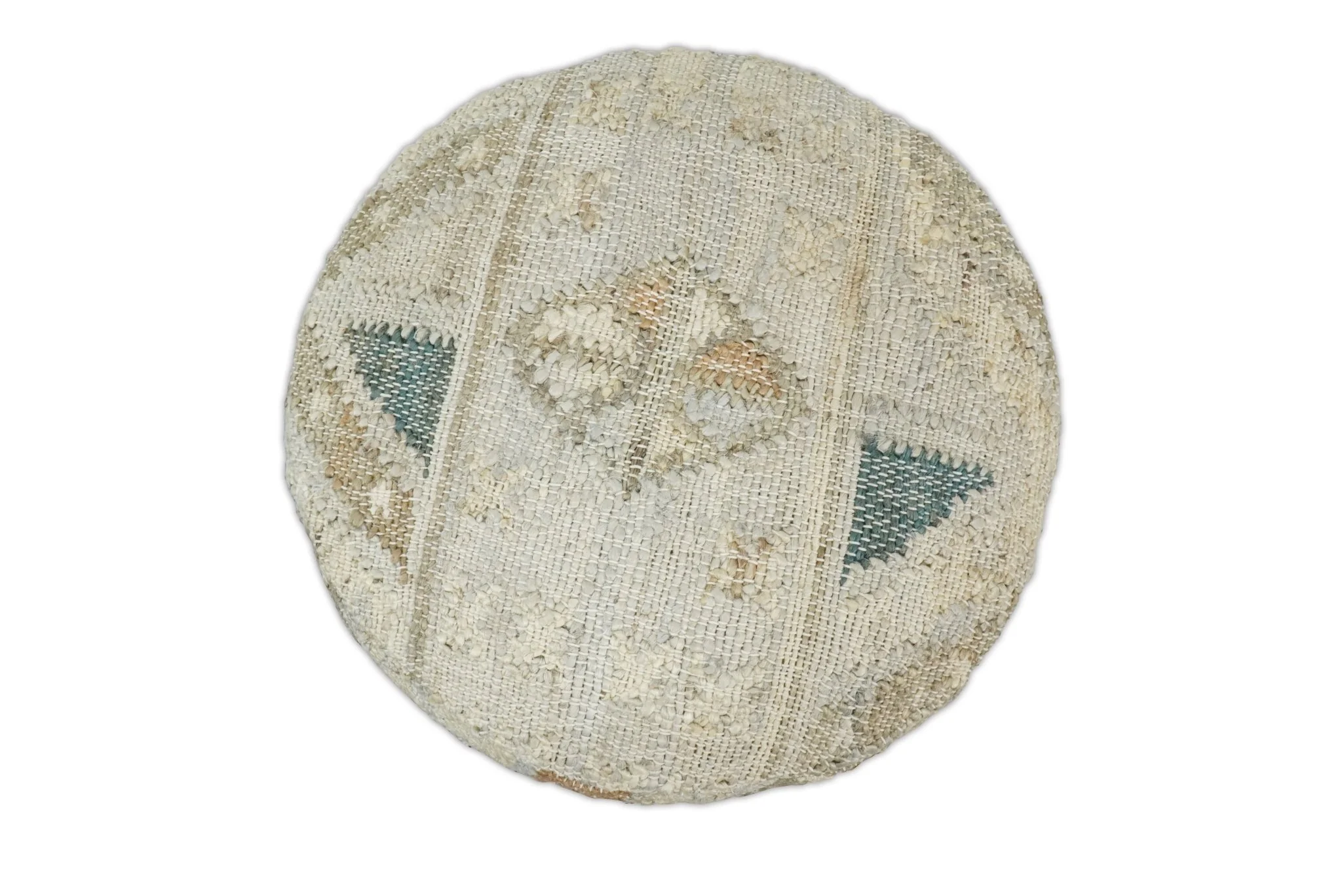 Handmade Boho Natural Brown and Ivory Wooden Stool - Image 6