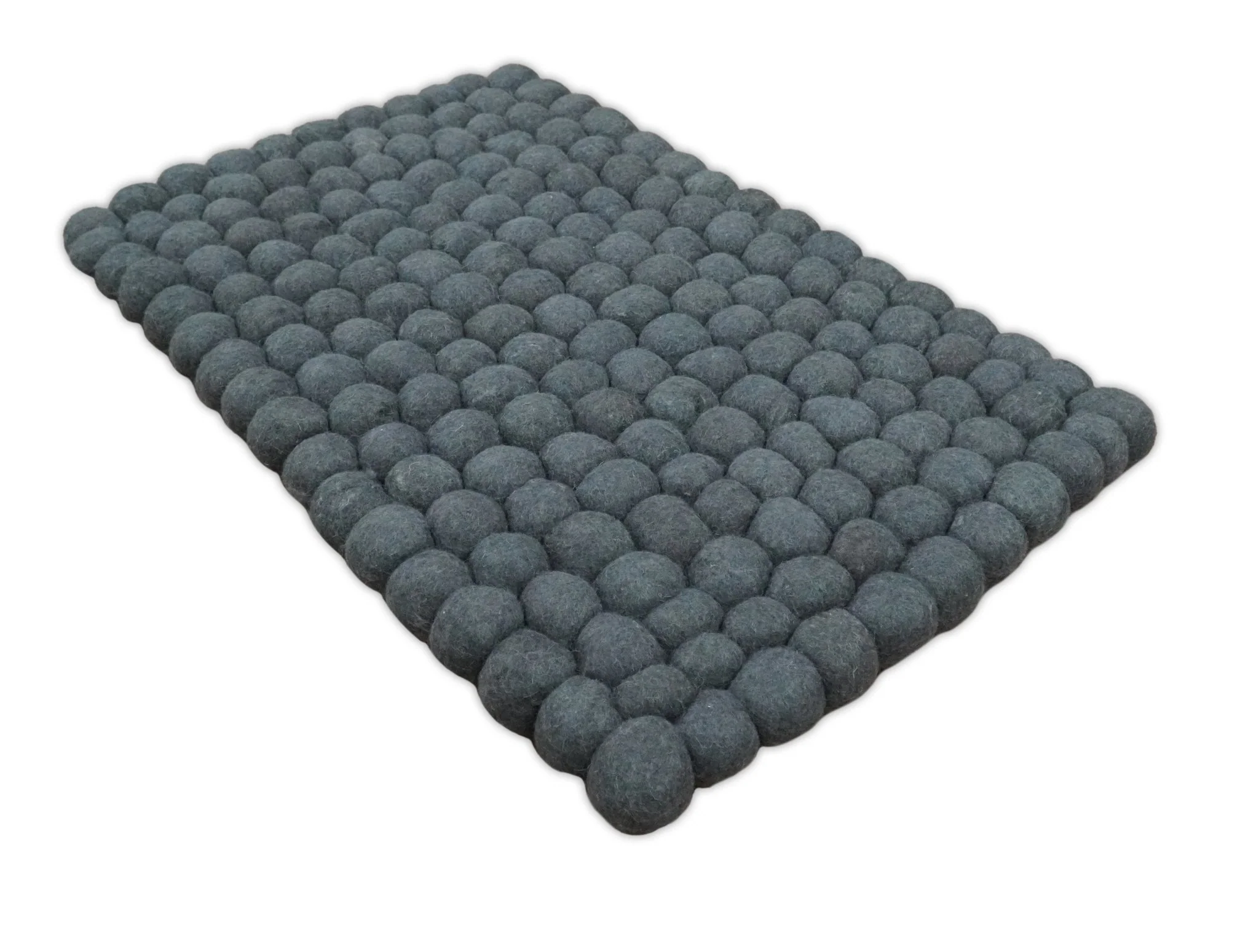 Handmade Felted Round Pebbles 2x3 Gray Charcoal 100% Wool Rug | PB1 - Image 2