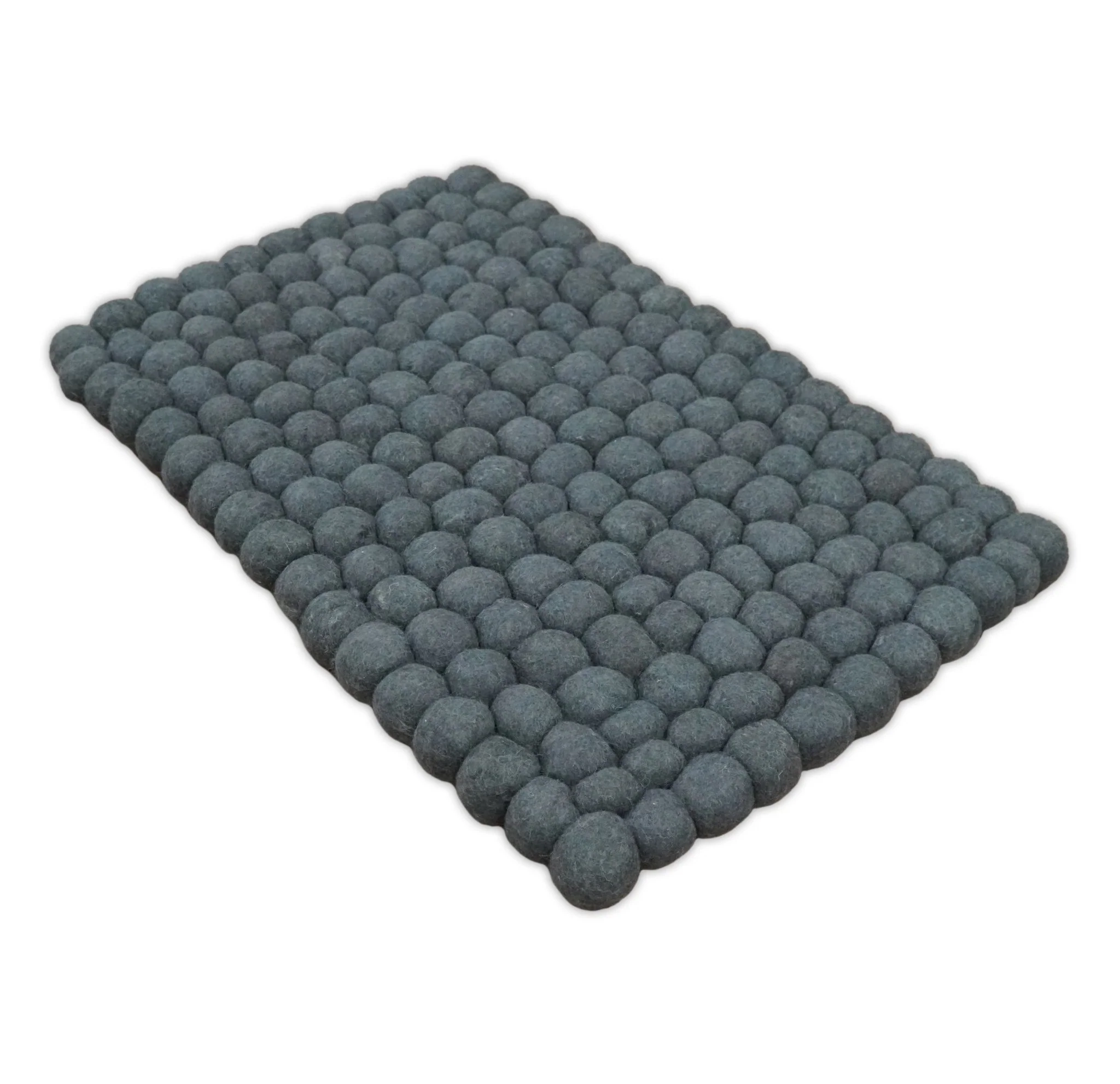 Handmade Felted Round Pebbles 2x3 Gray Charcoal 100% Wool Rug | PB1 - Image 4