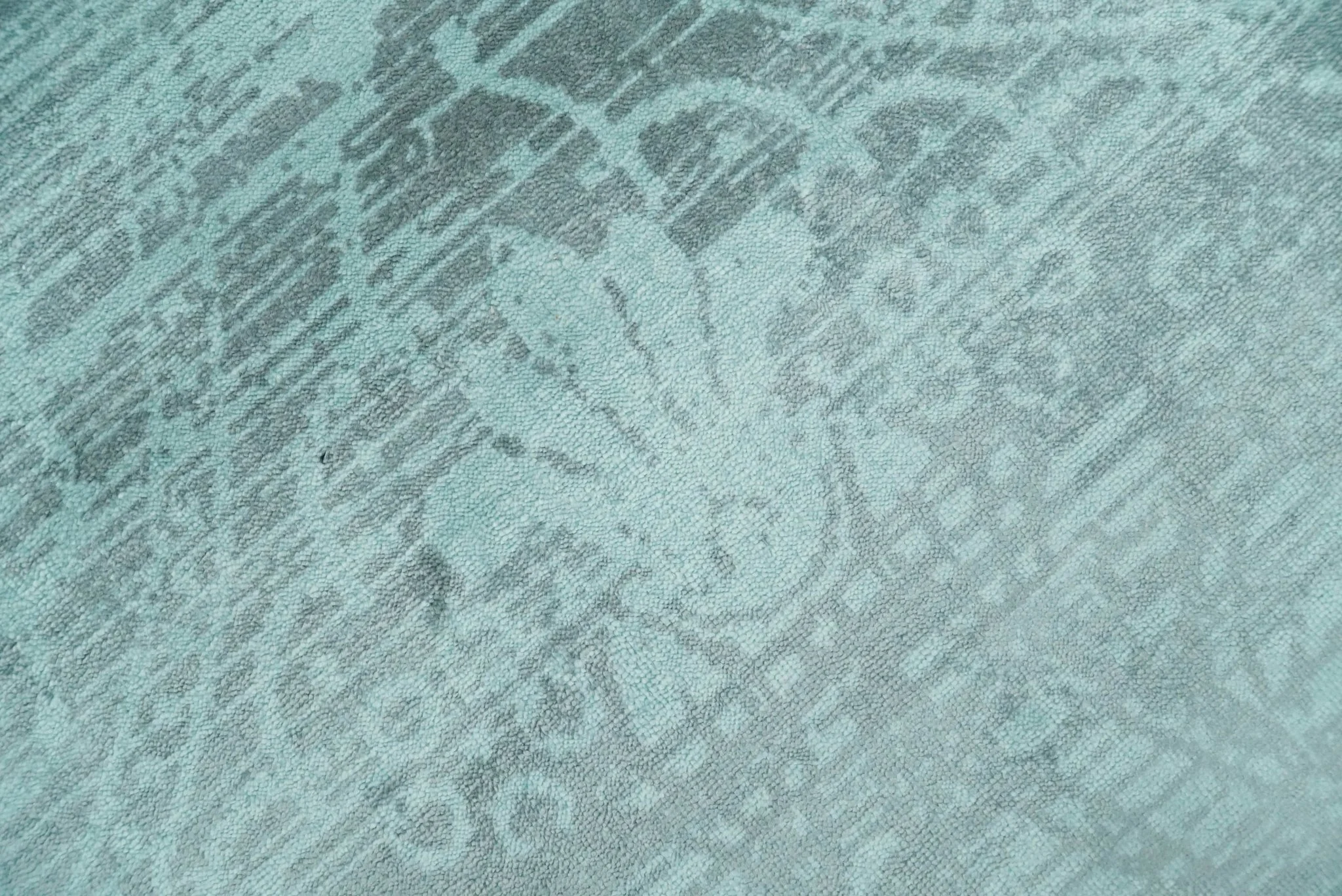 Handmade 6.8x9.10 Floral Blue Turquois Blended Wool and Bamboo Silk Area Rug - Image 4
