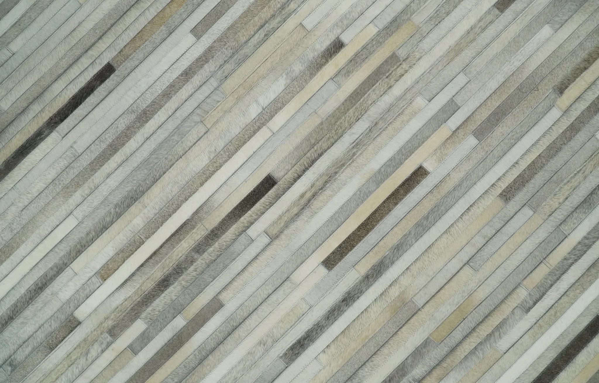 Flatweave Hairon Genuine Leather 5x8, 8x10 and 9x12 Stripe Design Beige and Ivory Area Rug | LR18 - Image 11