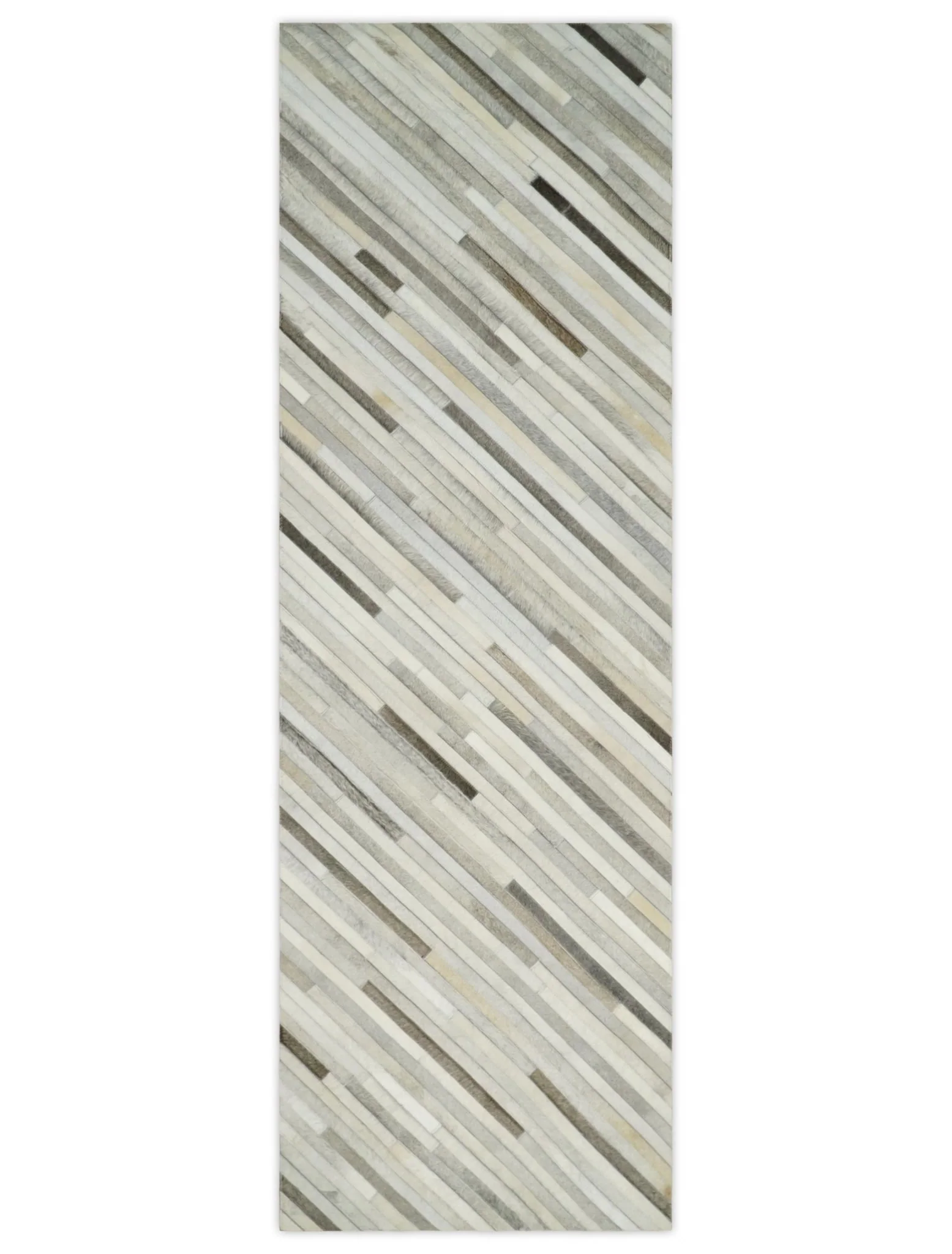 Flatweave Hairon Genuine Leather 5x8, 8x10 and 9x12 Stripe Design Beige and Ivory Area Rug | LR18 - Image 13