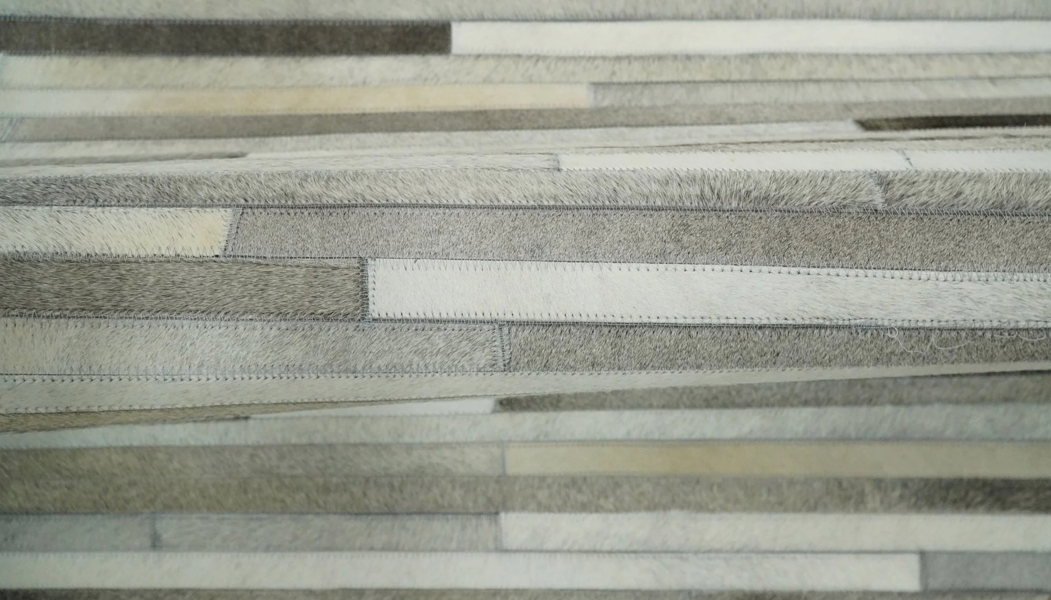 Flatweave Hairon Genuine Leather 5x8, 8x10 and 9x12 Stripe Design Beige and Ivory Area Rug | LR18 - Image 8