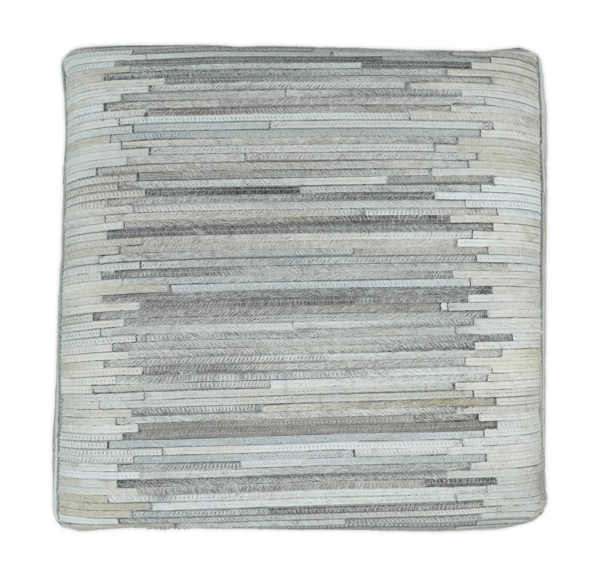 Ivory, Silver and Gray Square Leather Pouf Ottoman, Footstool, Side table, Seat , Foot Rest | TRD102 - Image 5