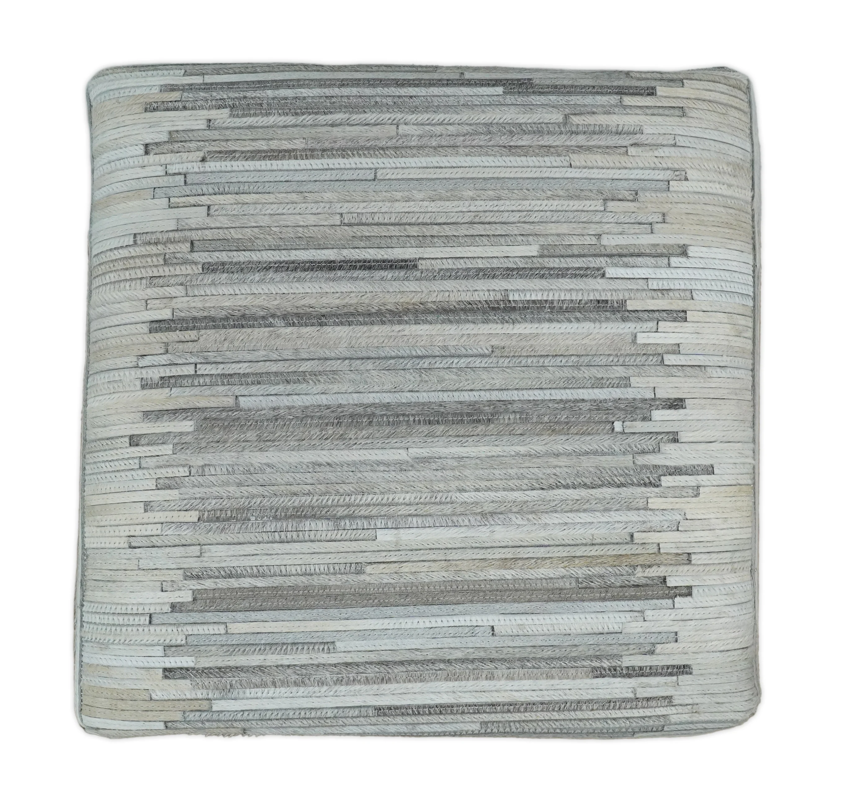 Ivory, Silver and Gray Square Leather Pouf Ottoman, Footstool, Side table, Seat , Foot Rest | TRD102 - Image 6