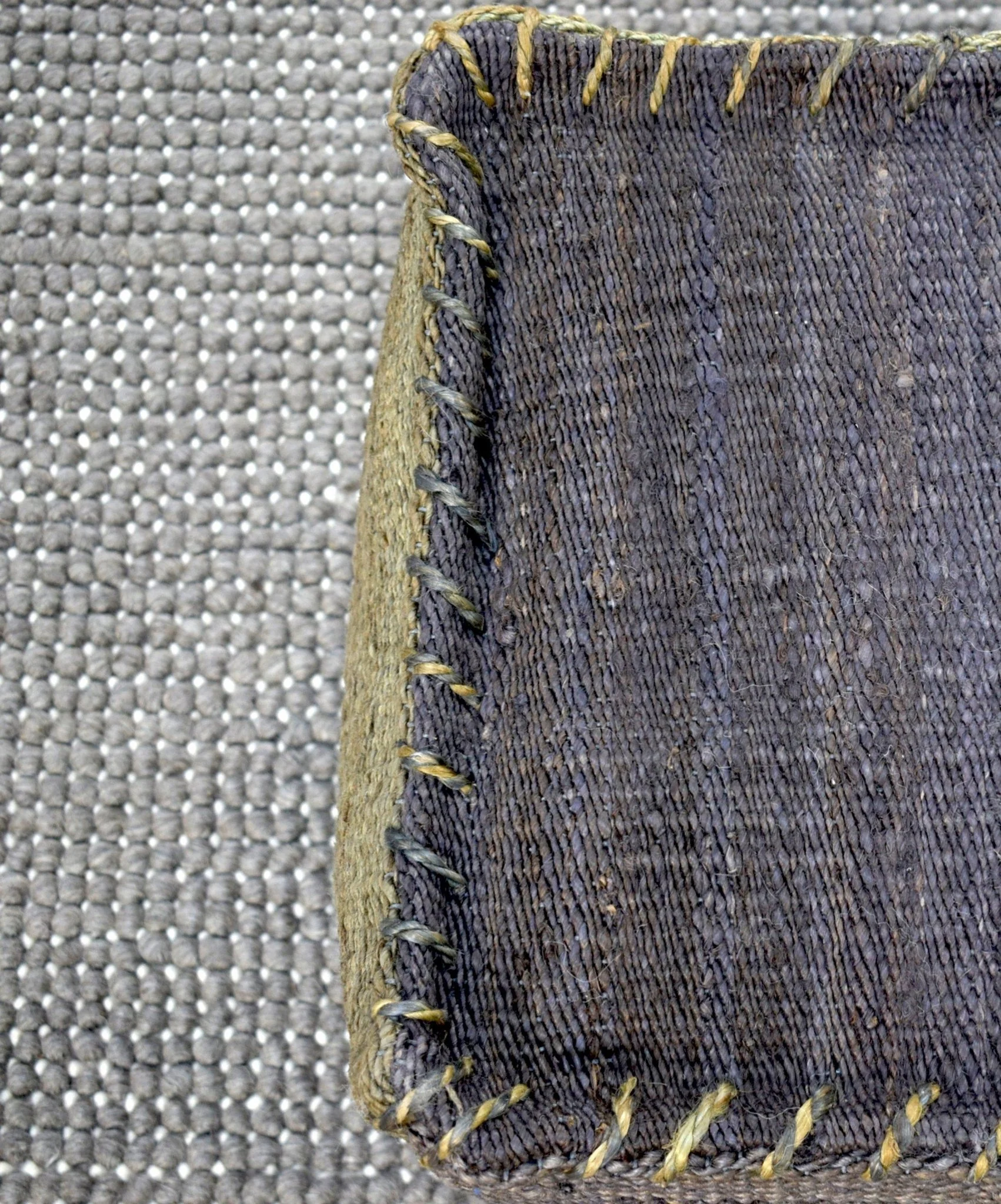 Blue and Green Jute Hand Woven Square Pouf, Footstool, Ottoman, Side table, Soft Seat, Foot Rest, Boho Decor | TRD103 - Image 6