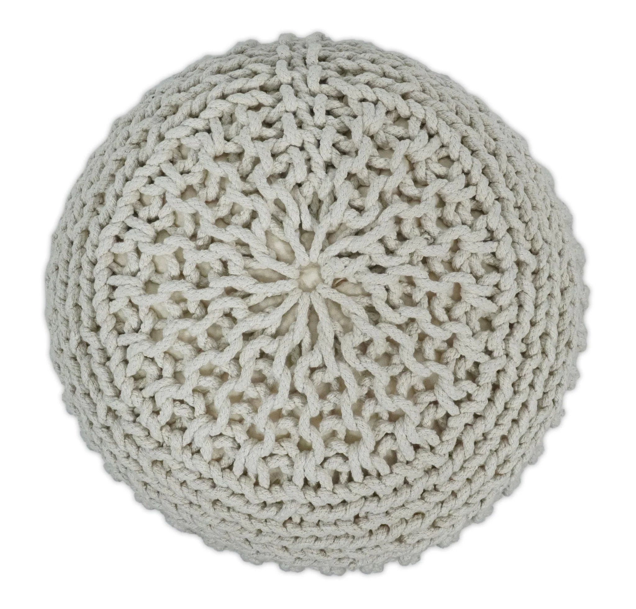 Hand Woven Macrame Beige Pouf Ottoman- Footstool, Chair or Footrest | TRD112 - Image 3
