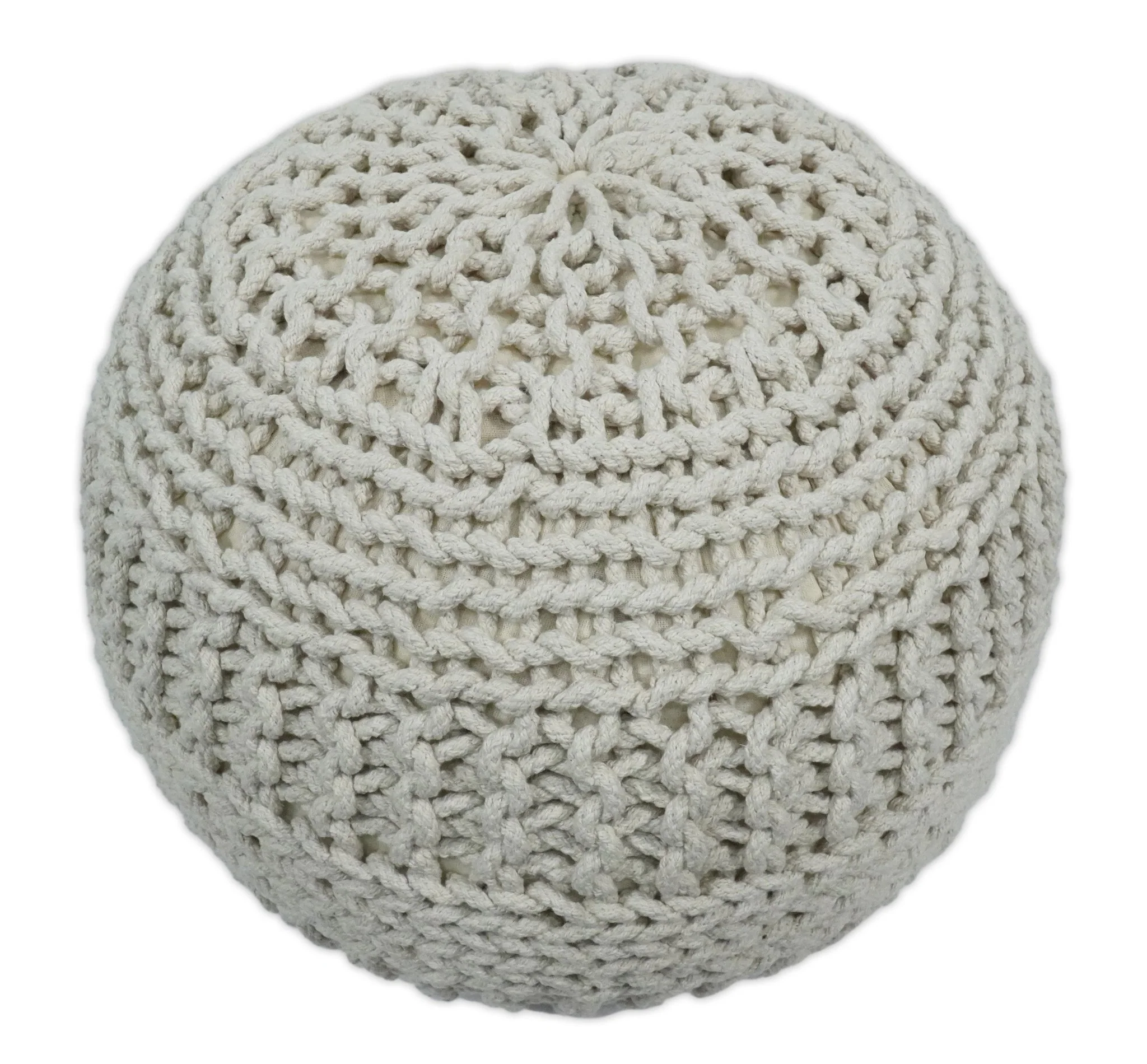 Hand Woven Macrame Beige Pouf Ottoman- Footstool, Chair or Footrest | TRD112 - Image 4
