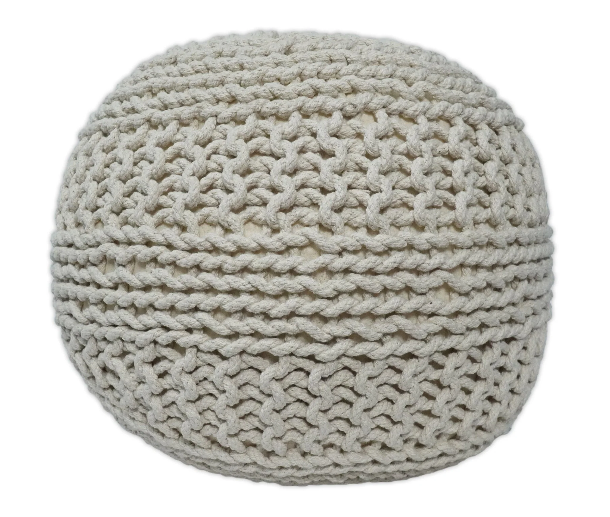 Hand Woven Macrame Beige Pouf Ottoman- Footstool, Chair or Footrest | TRD112 - Image 5