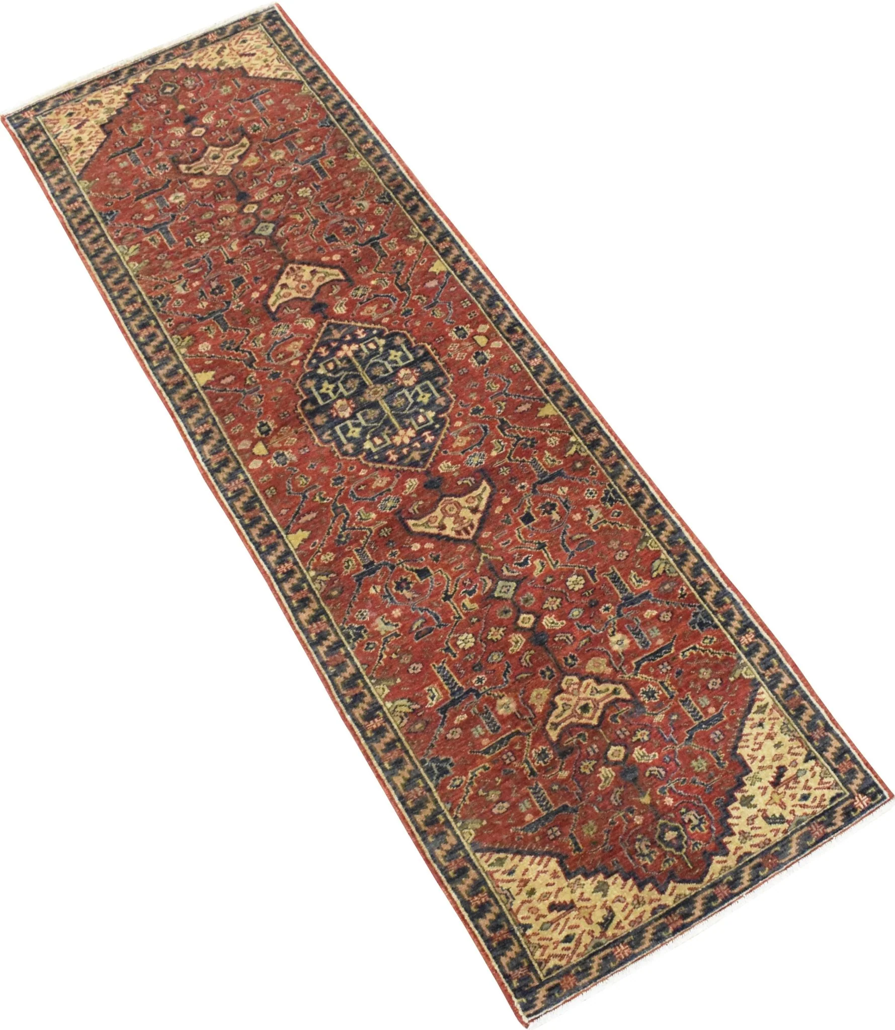 Handmade Rust and Blue Heriz Serapi Runner made with fine wool | SRP02 - Image 3