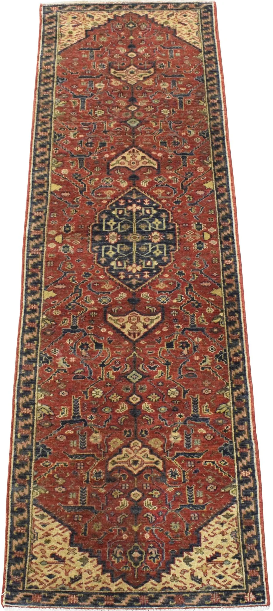 Handmade Rust and Blue Heriz Serapi Runner made with fine wool | SRP02 - Image 4