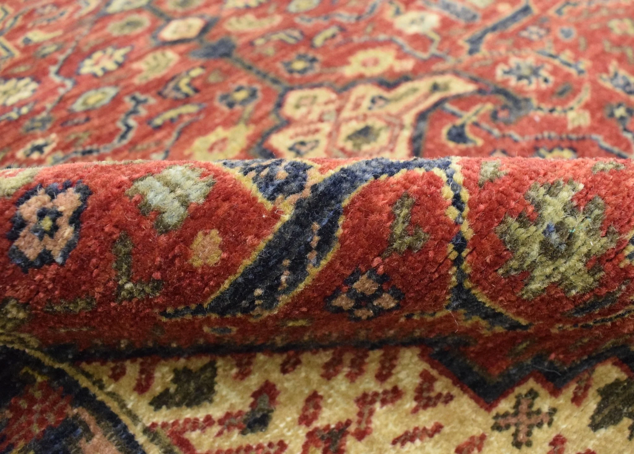 Handmade Rust and Blue Heriz Serapi Runner made with fine wool | SRP02 - Image 6