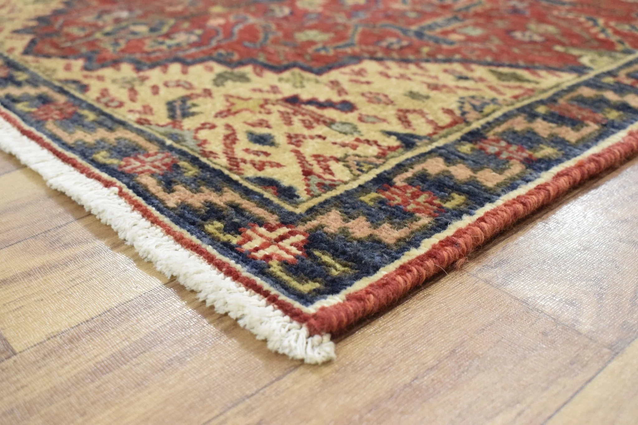 Handmade Rust and Blue Heriz Serapi Runner made with fine wool | SRP02 - Image 7