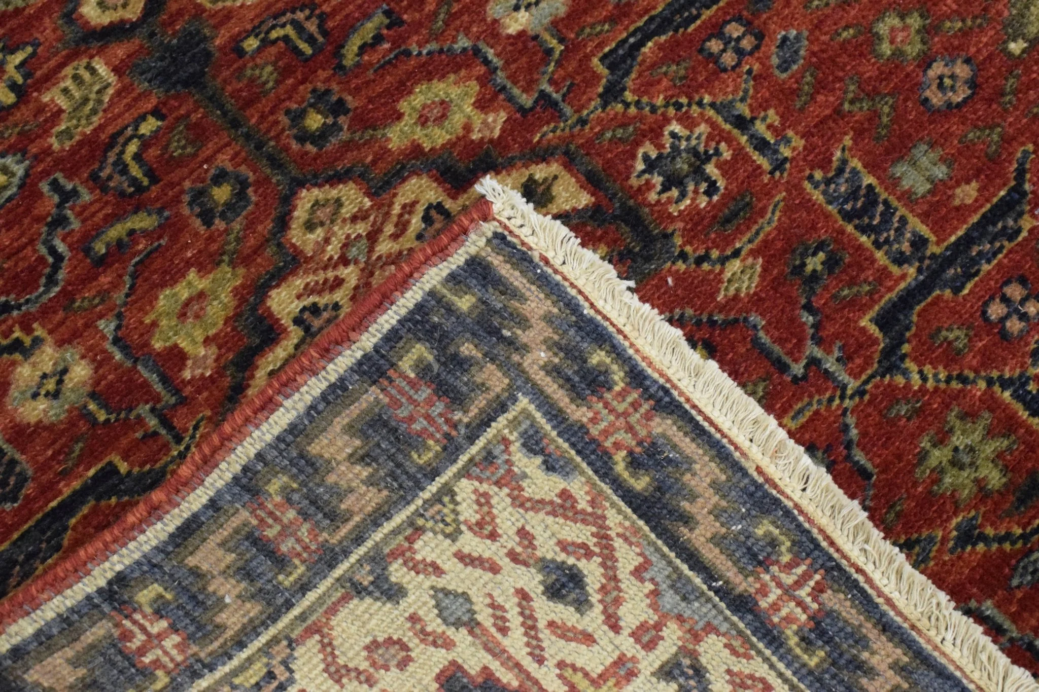 Handmade Rust and Blue Heriz Serapi Runner made with fine wool | SRP02 - Image 8