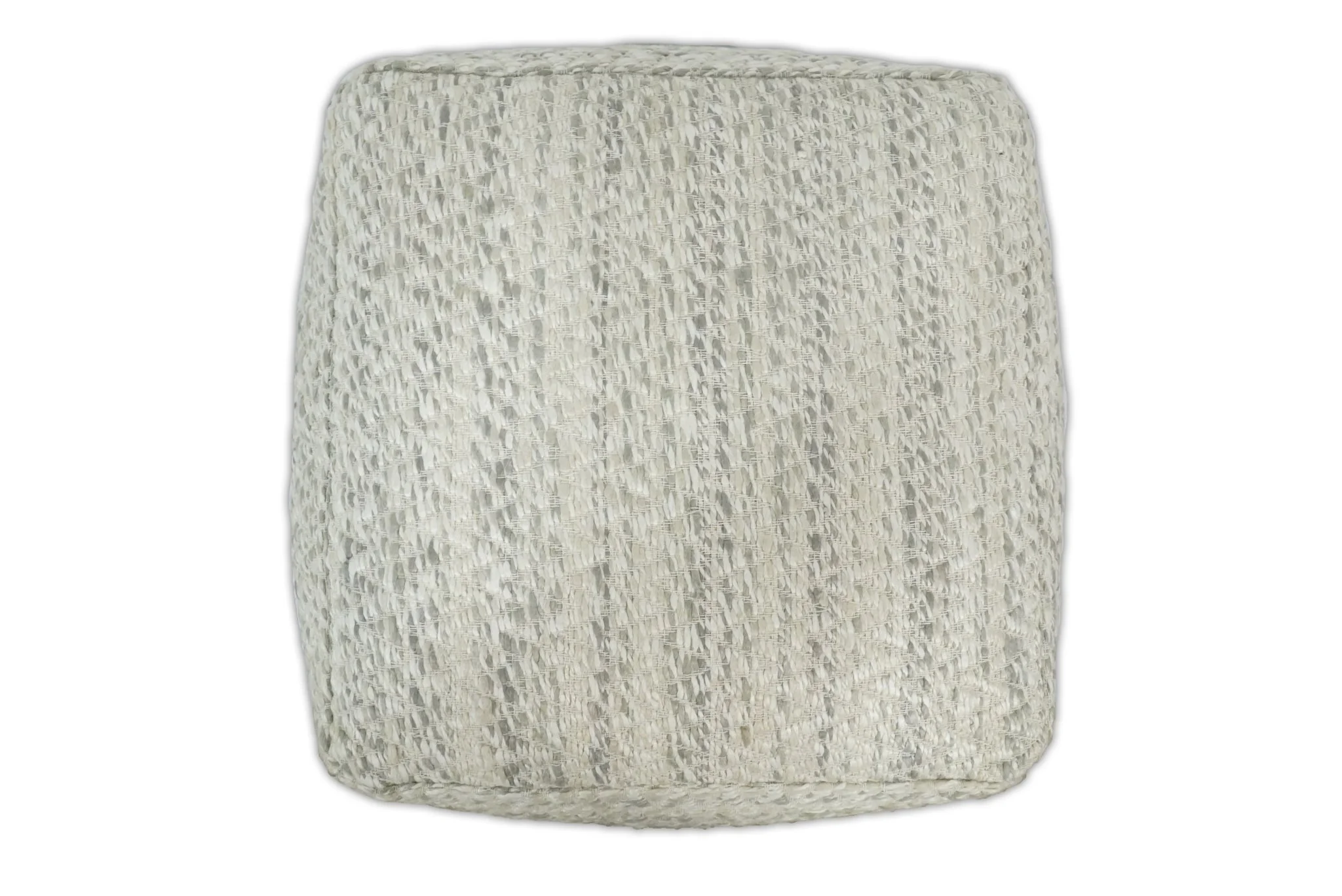 Ivory, Beige and Gray Modern Chevron Handwoven Beige Pouf Ottoman Made with Viscose, Contemporary Chevron Design, Footstool, Couch, Side table  | TRD110 - Image 5