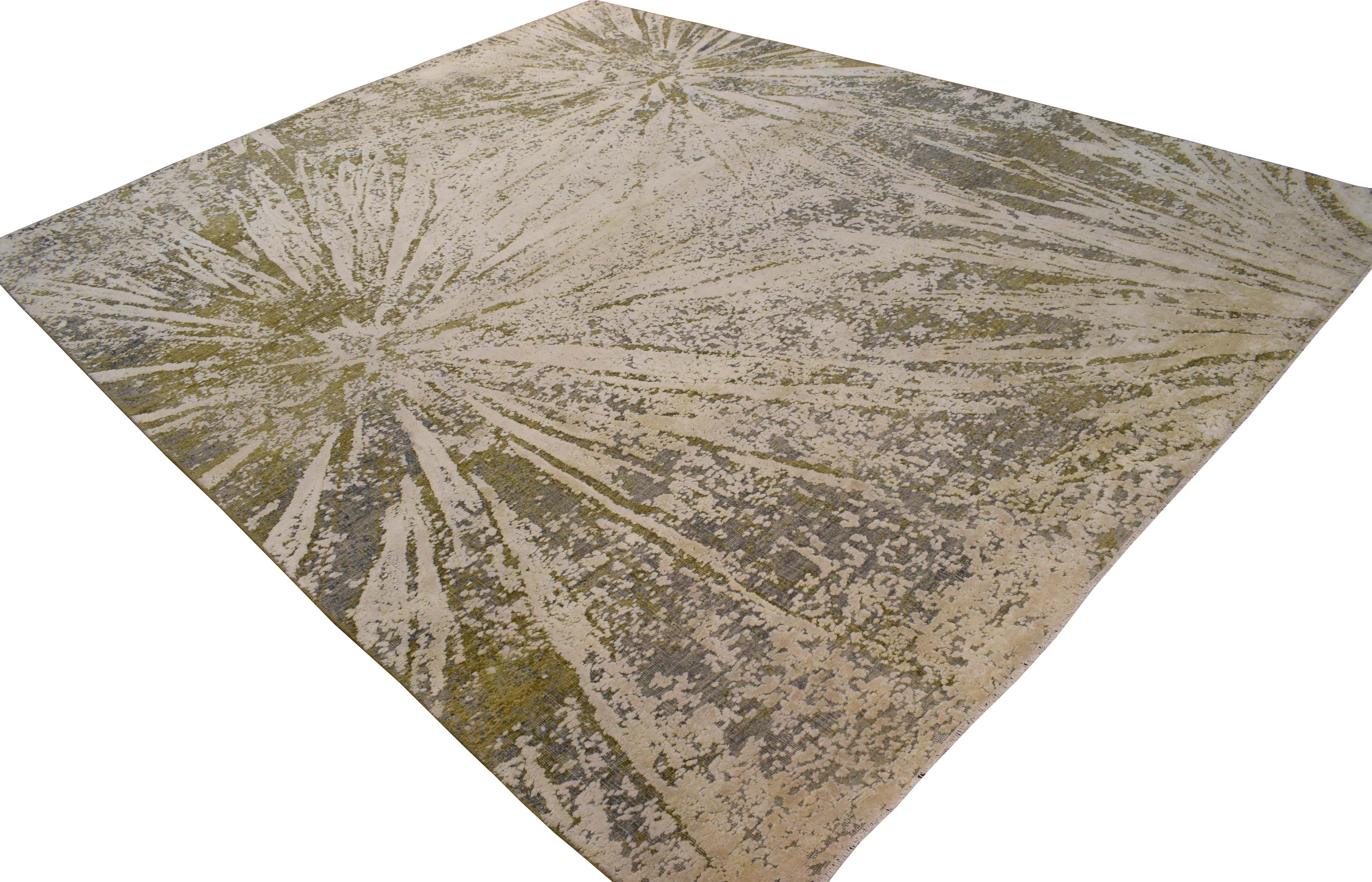 Abstract Handmade Wool & Original Silk 8x10 Area Rug | TRD1661810 - Image 3