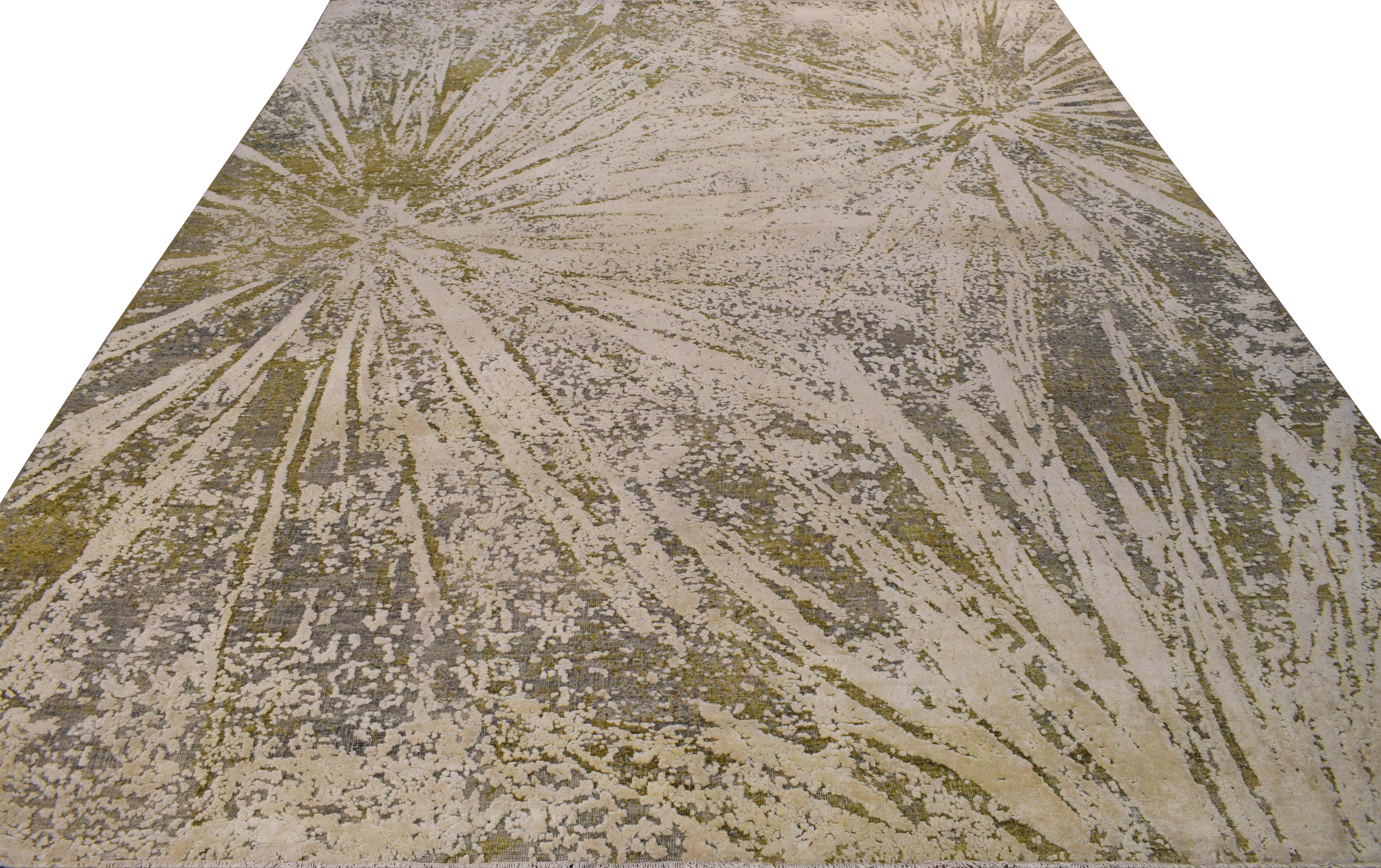 Abstract Handmade Wool & Original Silk 8x10 Area Rug | TRD1661810 - Image 4