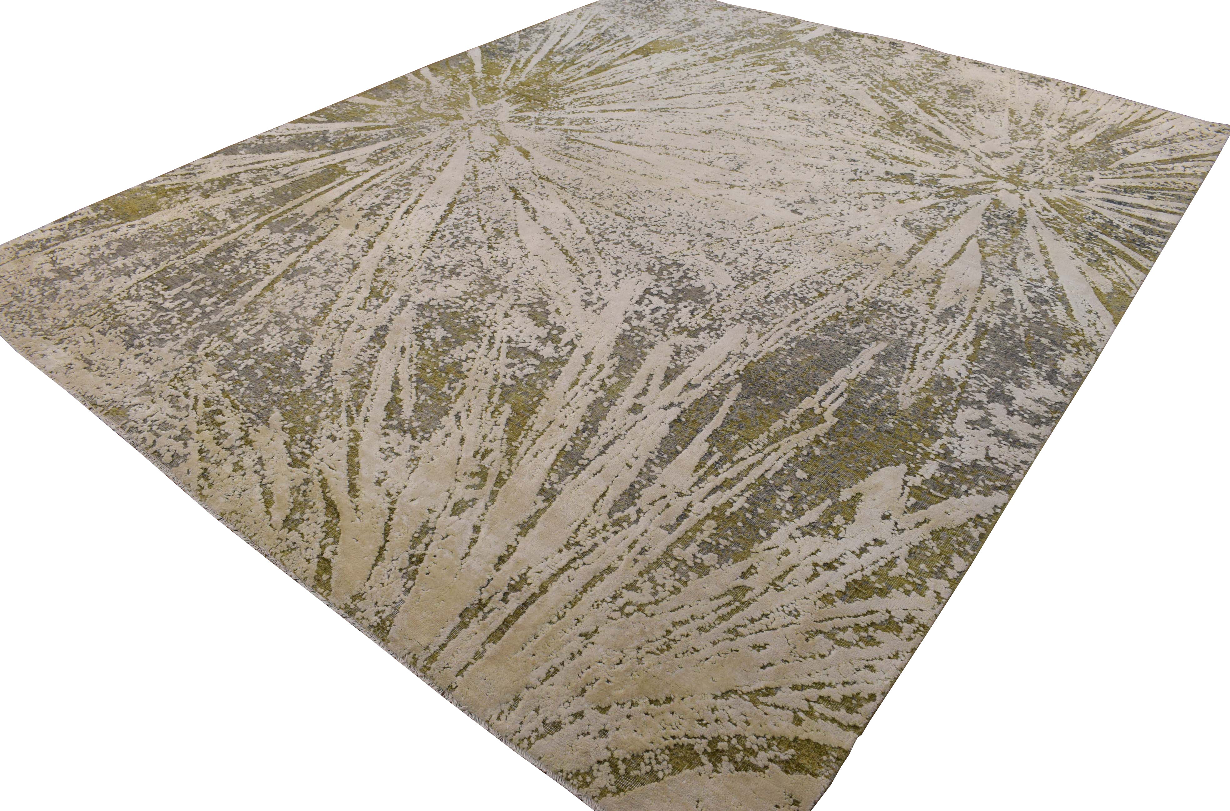 Abstract Handmade Wool & Original Silk 8x10 Area Rug | TRD1661810 - Image 5