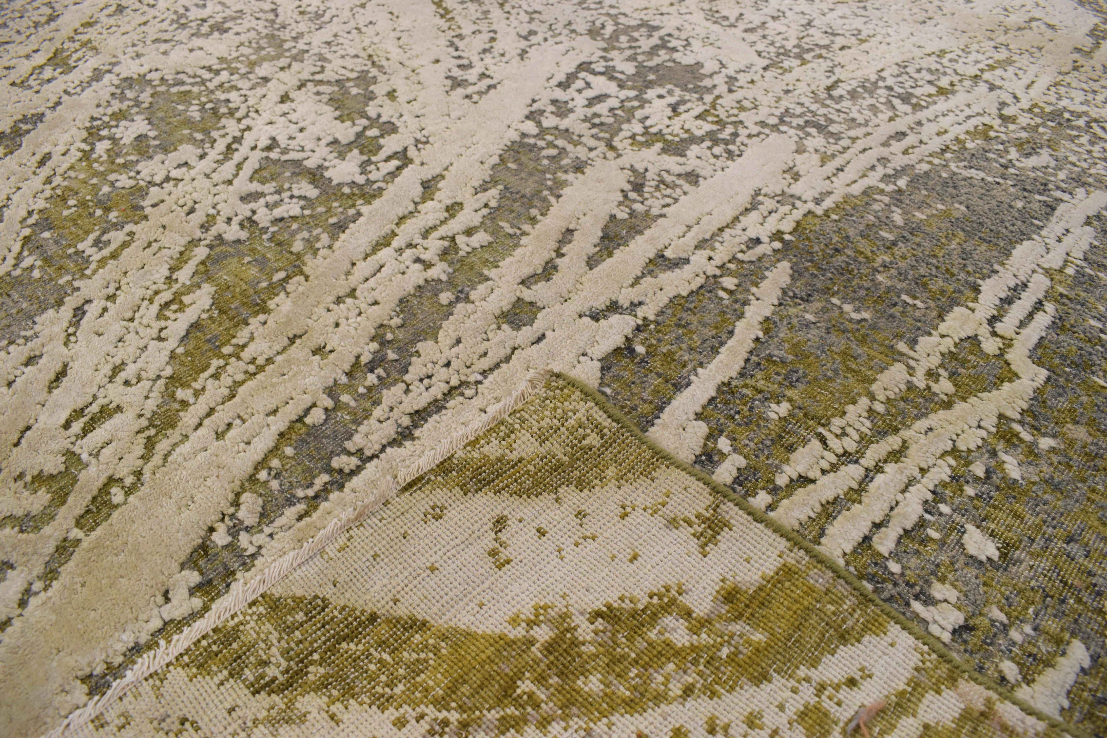Abstract Handmade Wool & Original Silk 8x10 Area Rug | TRD1661810 - Image 8