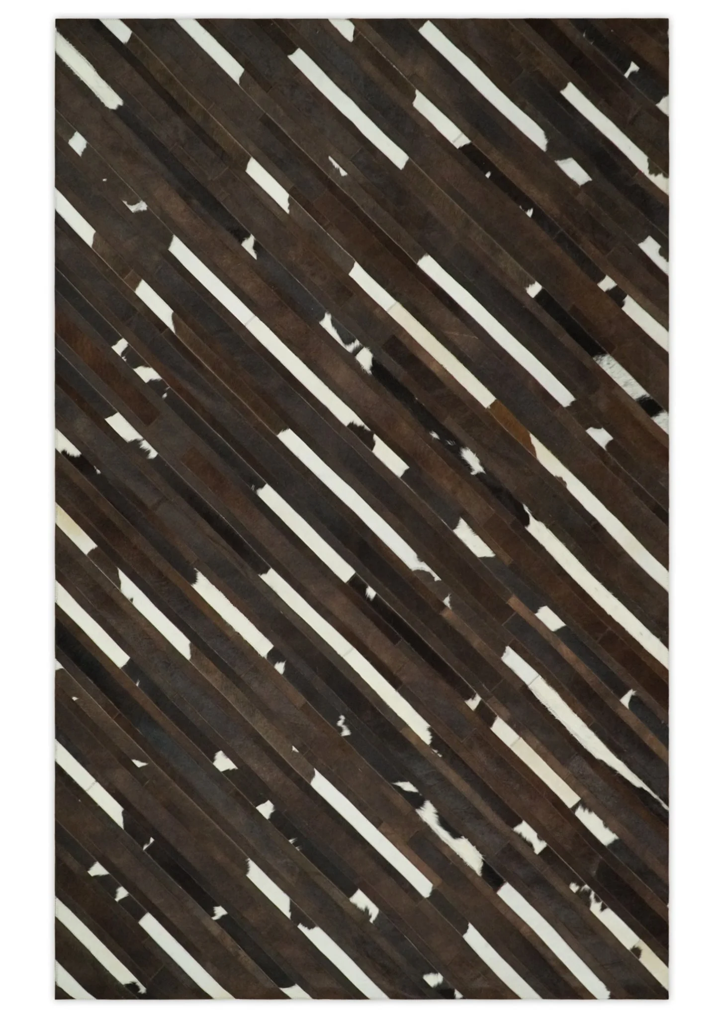 Flatweave Hairon Genuine Leather 5x8, 8x10 and 9x12 Brown Tan and Ivory Area Rug | LR16 - Image 11