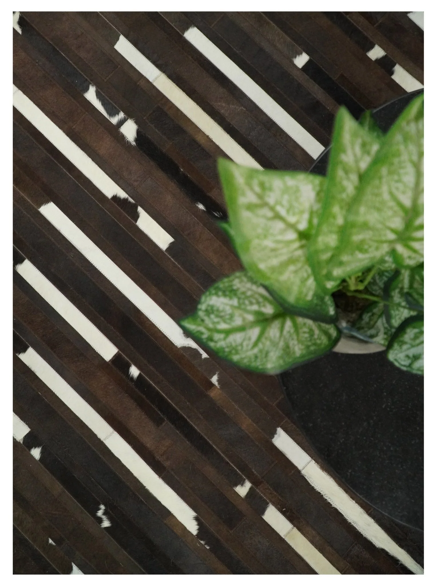 Flatweave Hairon Genuine Leather 5x8, 8x10 and 9x12 Brown Tan and Ivory Area Rug | LR16 - Image 13