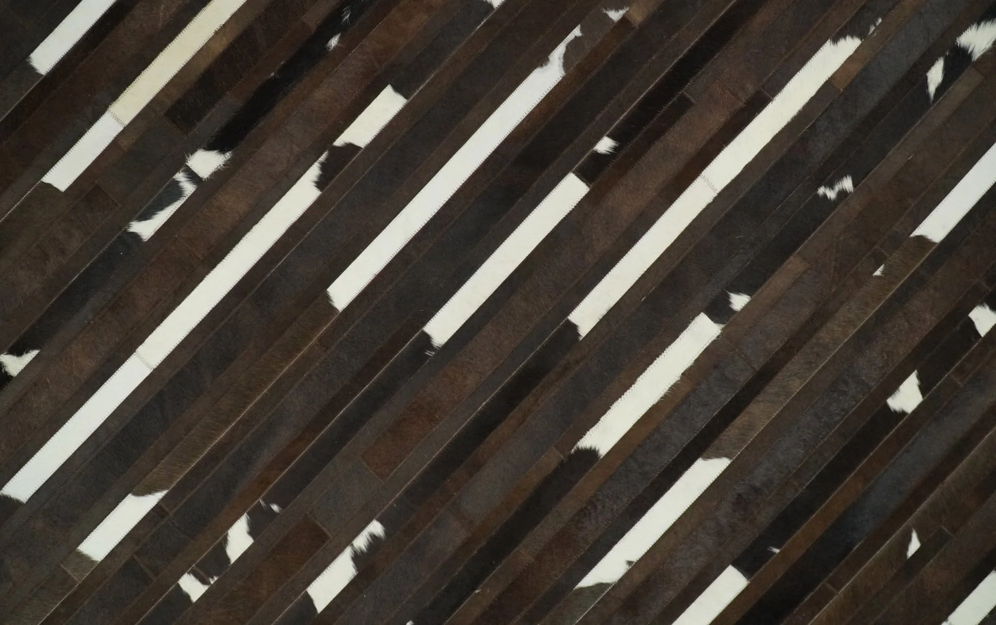 Flatweave Hairon Genuine Leather 5x8, 8x10 and 9x12 Brown Tan and Ivory Area Rug | LR16 - Image 5