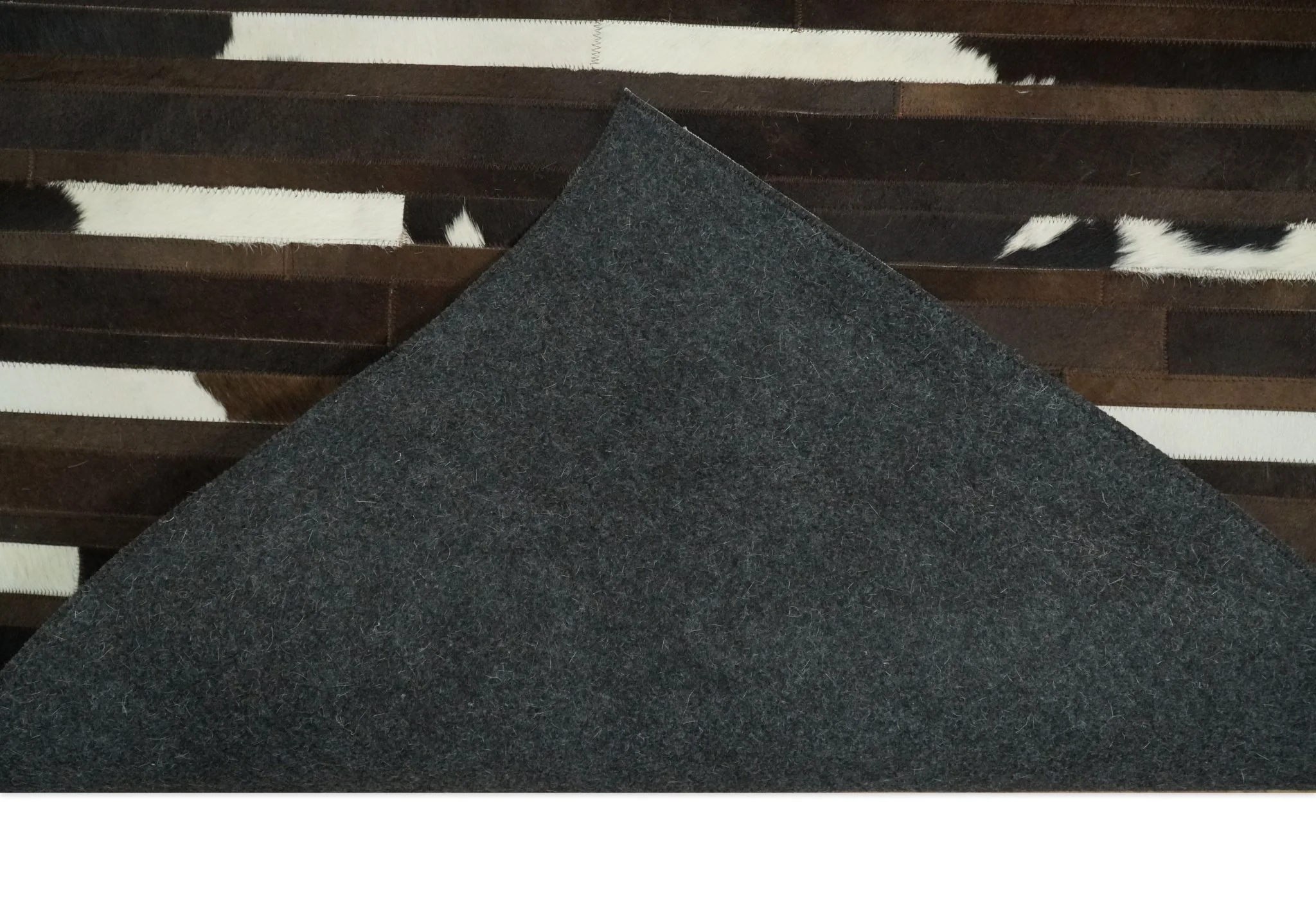 Flatweave Hairon Genuine Leather 5x8, 8x10 and 9x12 Brown Tan and Ivory Area Rug | LR16 - Image 8