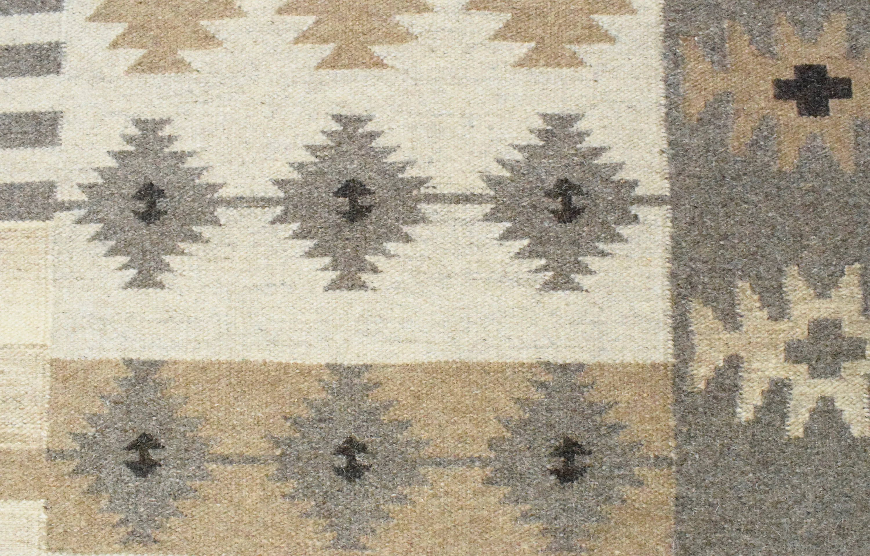 Handwoven Tribal Patterns Brown and Gray Wool Area Rug - Image 7