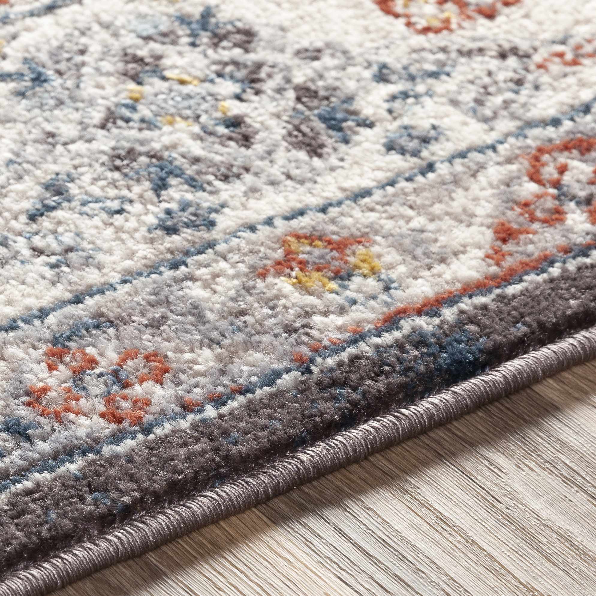Traditional Design Heriz Serapi Cream, Charcoal, Blue, Gray, Mustard, red area rug - Image 6