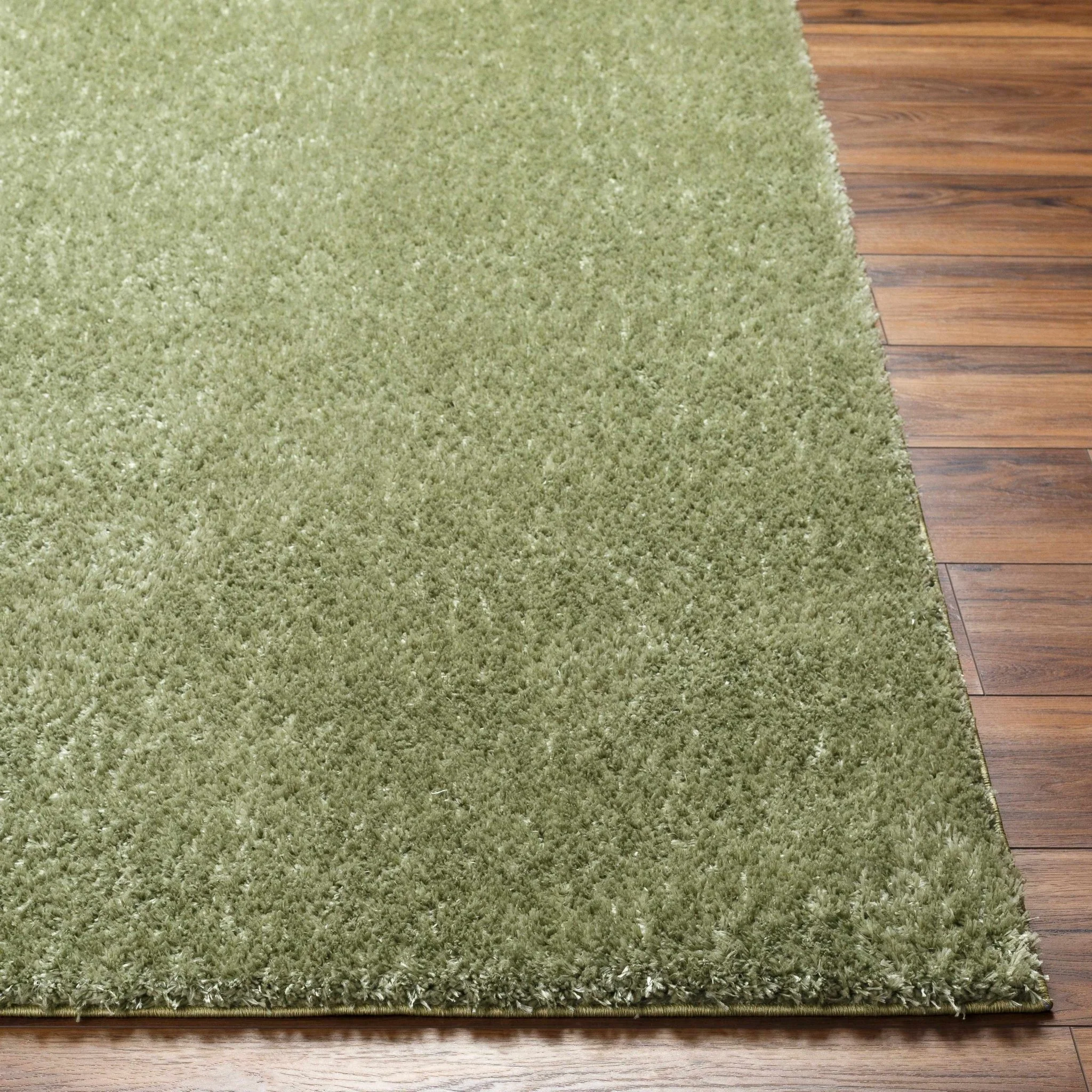 Modern Solid plush High pile Light olive green area rug - Image 15