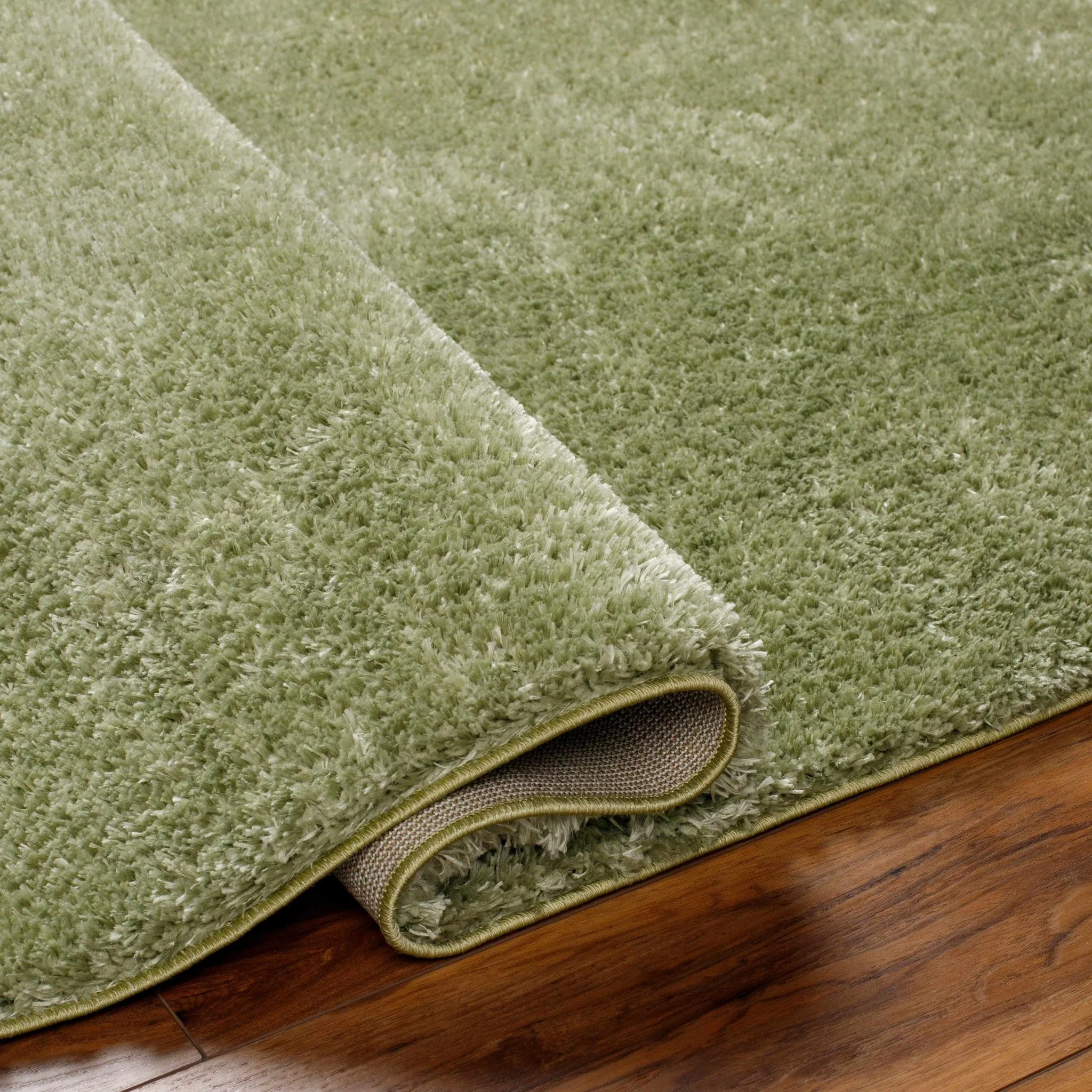 Modern Solid plush High pile Light olive green area rug - Image 17