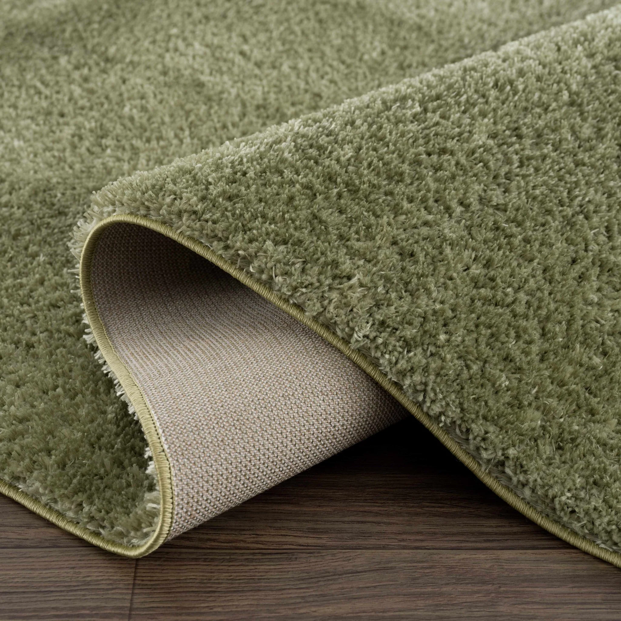 Modern Solid plush High pile Light olive green area rug - Image 6