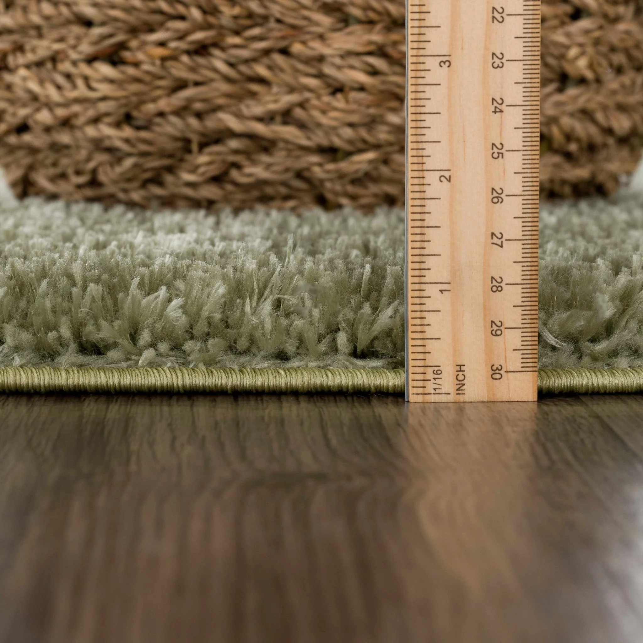 Modern Solid plush High pile Light olive green area rug - Image 9