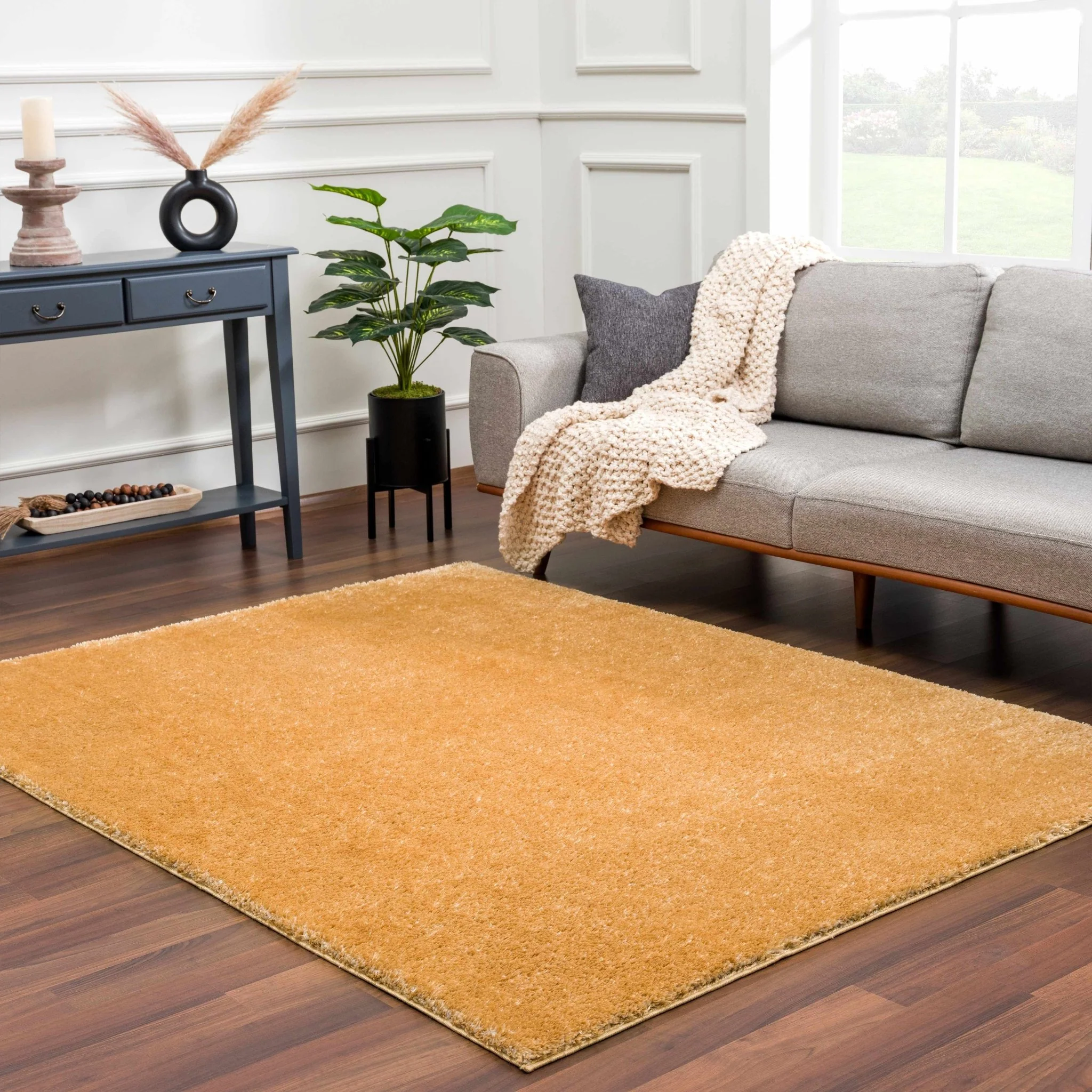 Modern Contemporary Solid Plush Gold Area rug - Image 13