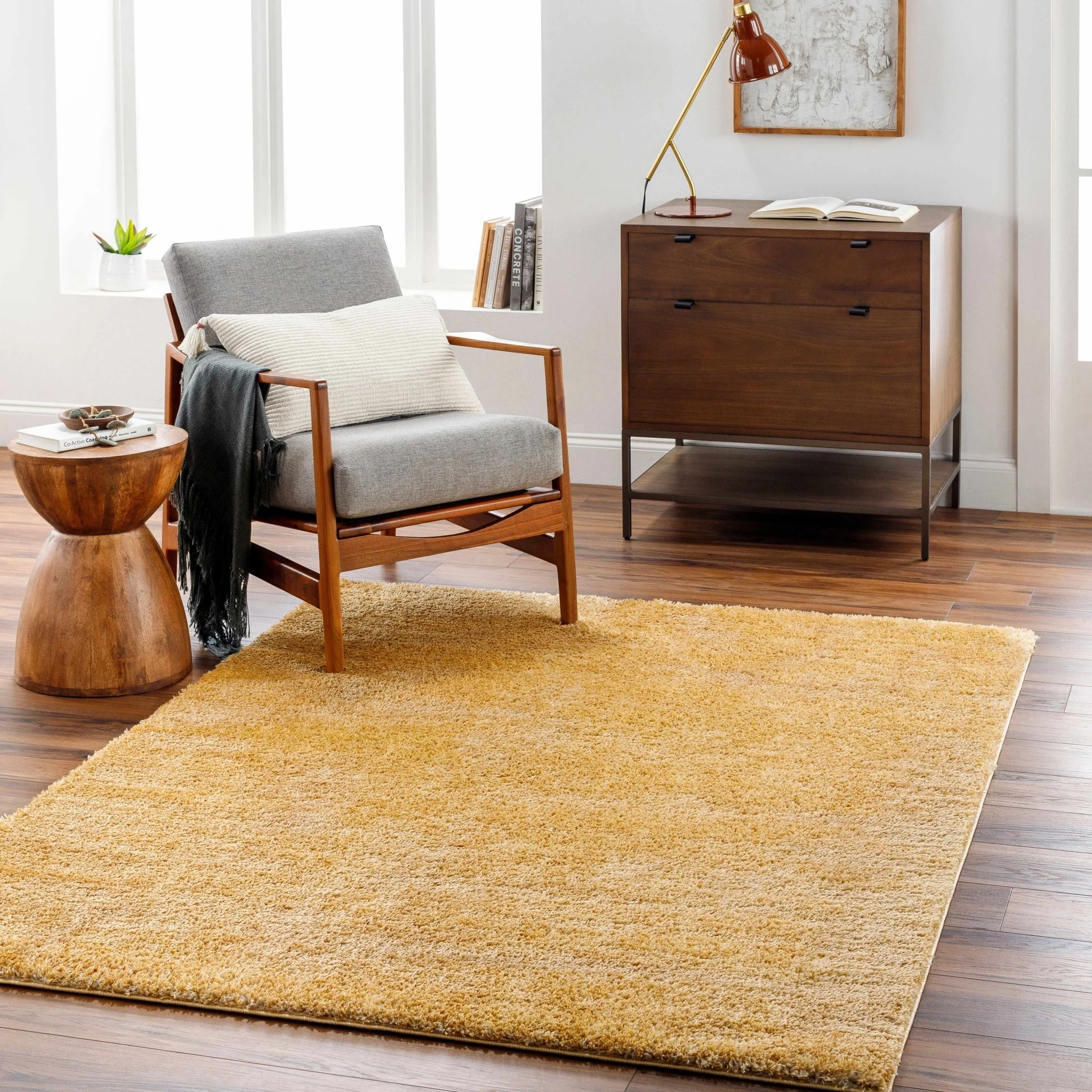 Modern Contemporary Solid Plush Gold Area rug - Image 19