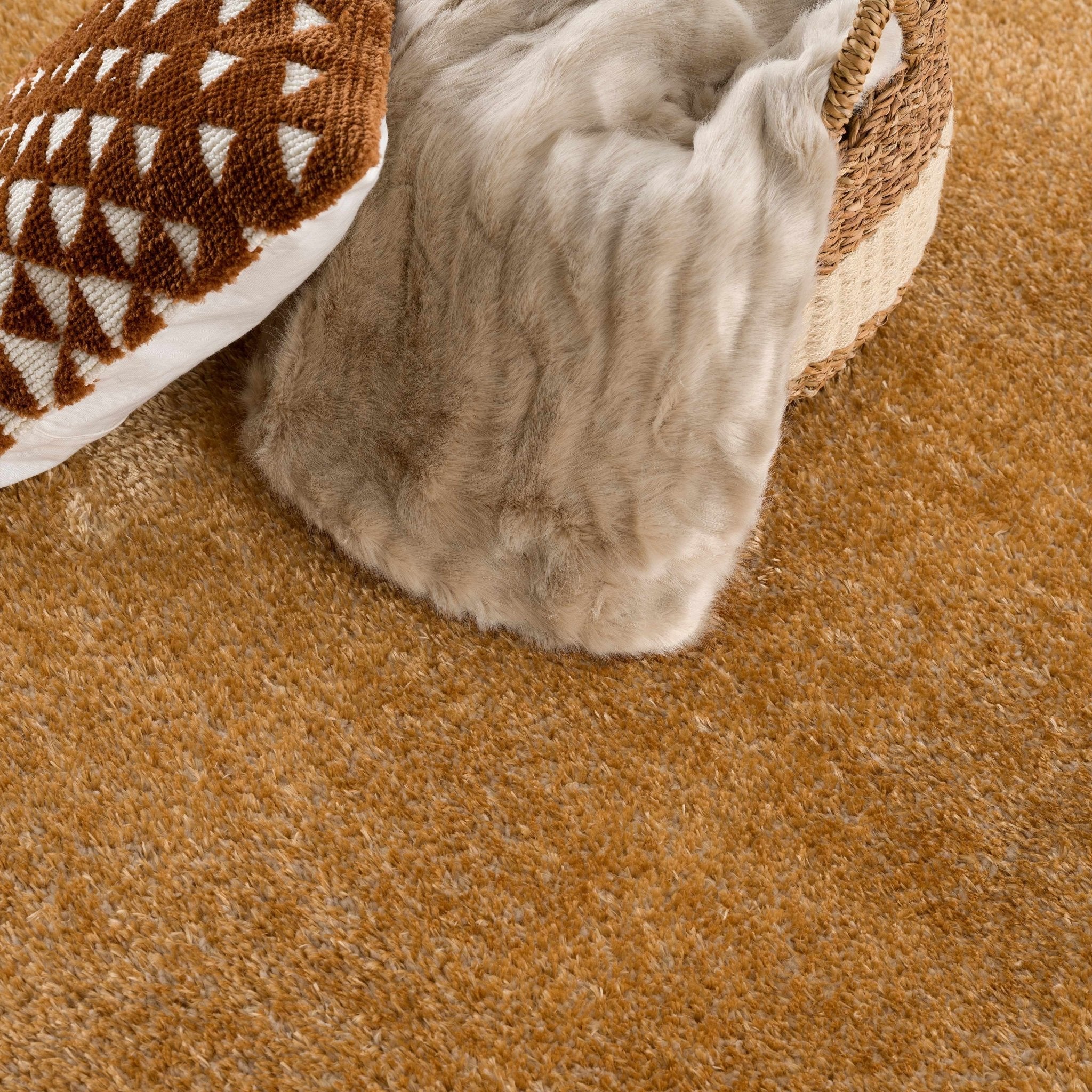 Modern Contemporary Solid Plush Gold Area rug - Image 5