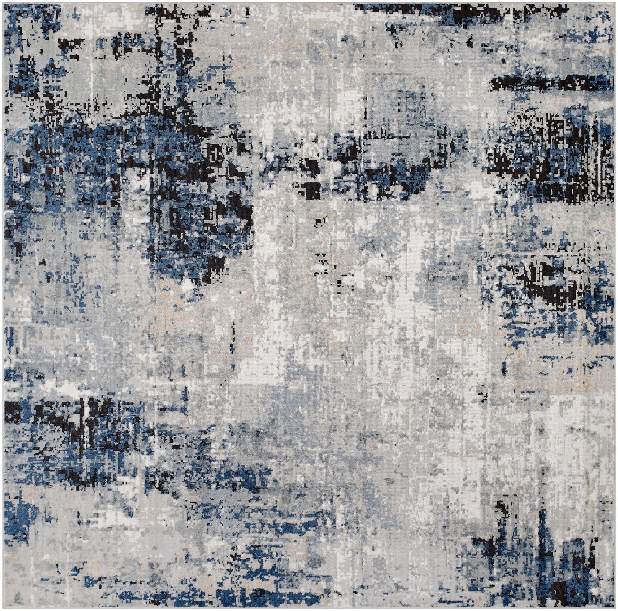 Traditional Heriz Medallion Design Blue, Ivory and Gray Medium Pile Area Rug - Image 20