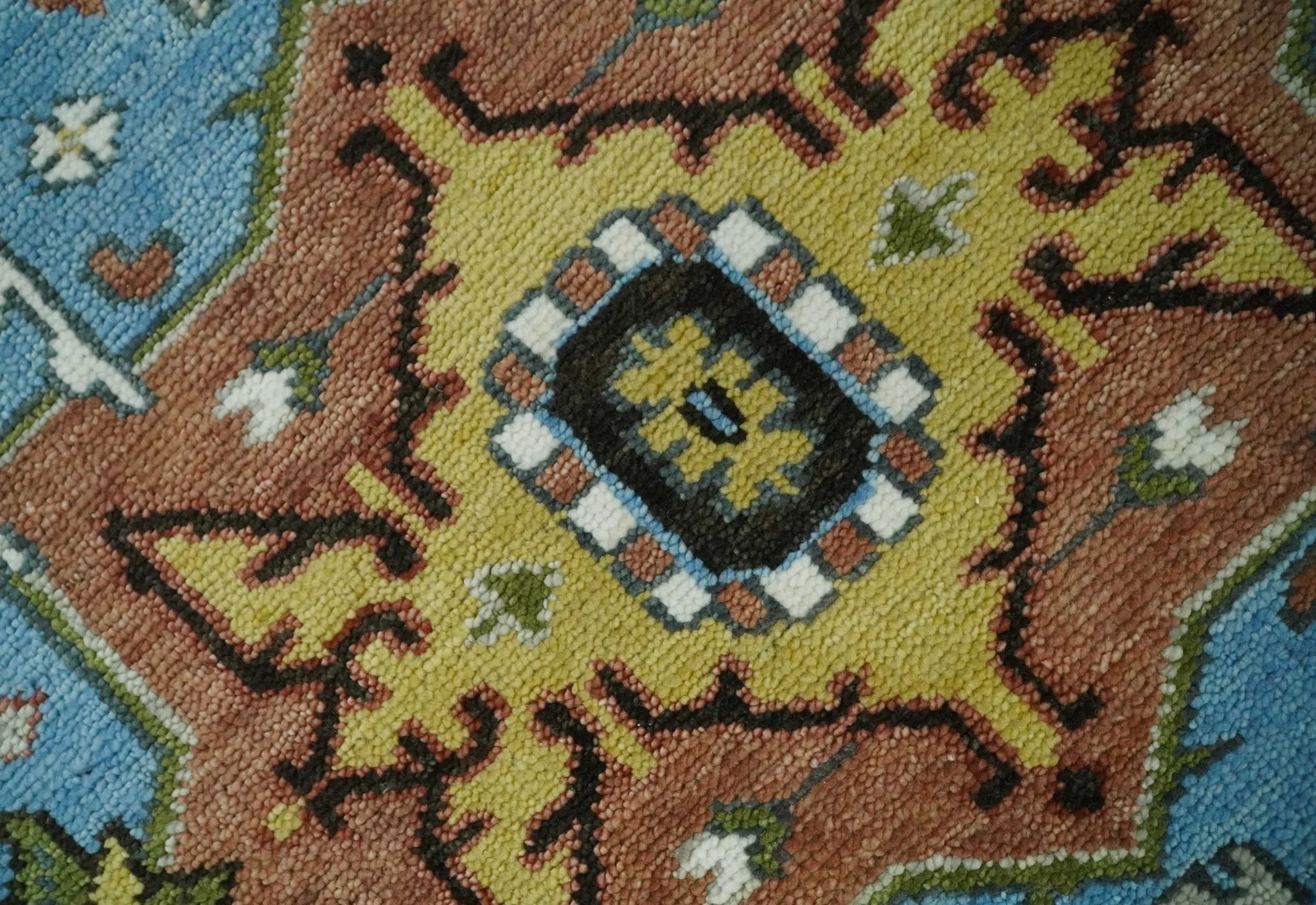 Traditional Heriz Blue, silver, Charcoal and Ivory Hand Knotted Multi size wool Area Rug - Image 4