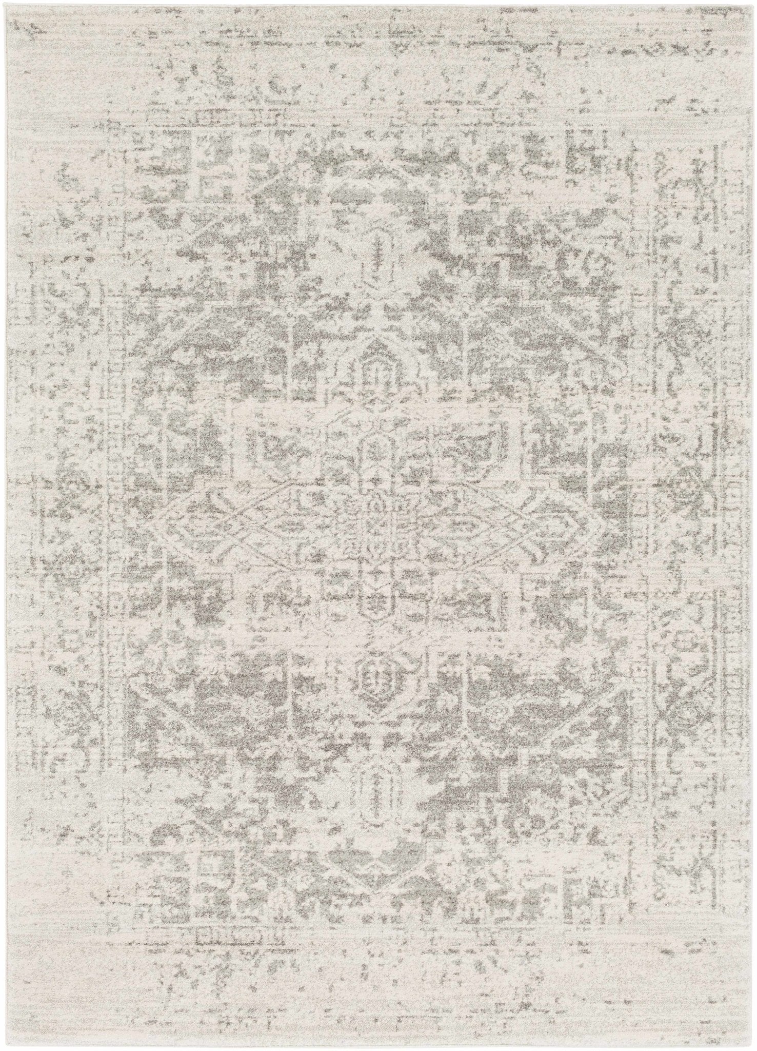 Traditional Heriz Design Gray and Beige Medallion Area Rug - Image 24