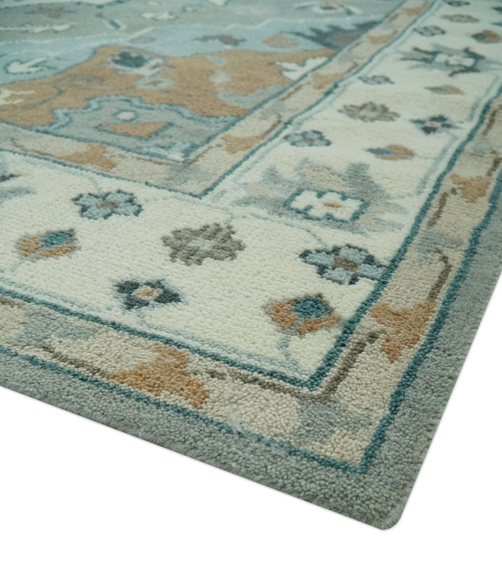 Traditional Heriz Gray and Ivory 7x9 and 8x10 Floral Hand Knotted wool Area Rug - Image 5