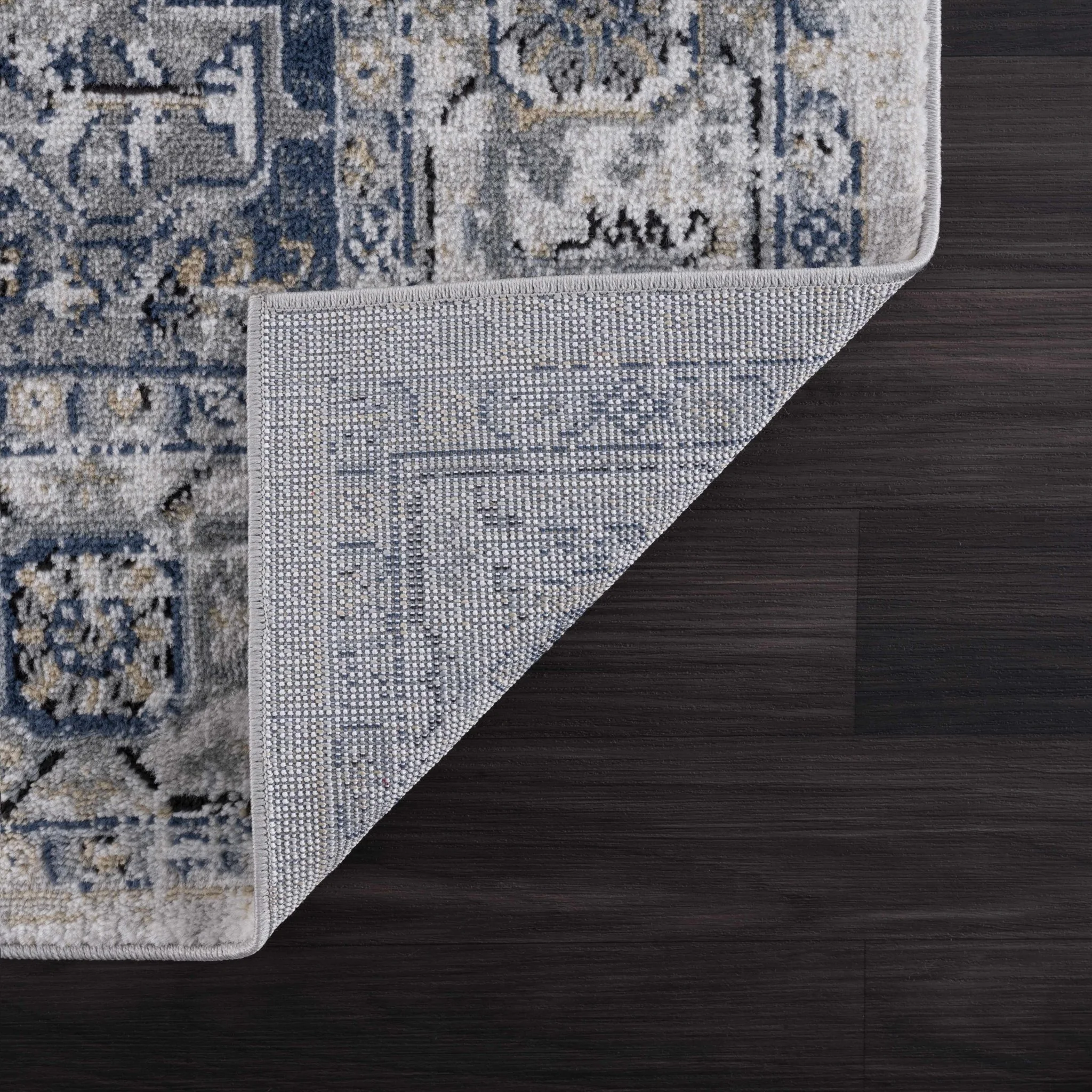 Traditional Heriz Design Ivory, Gray and Blue Medium Pile Area Rug - Image 13