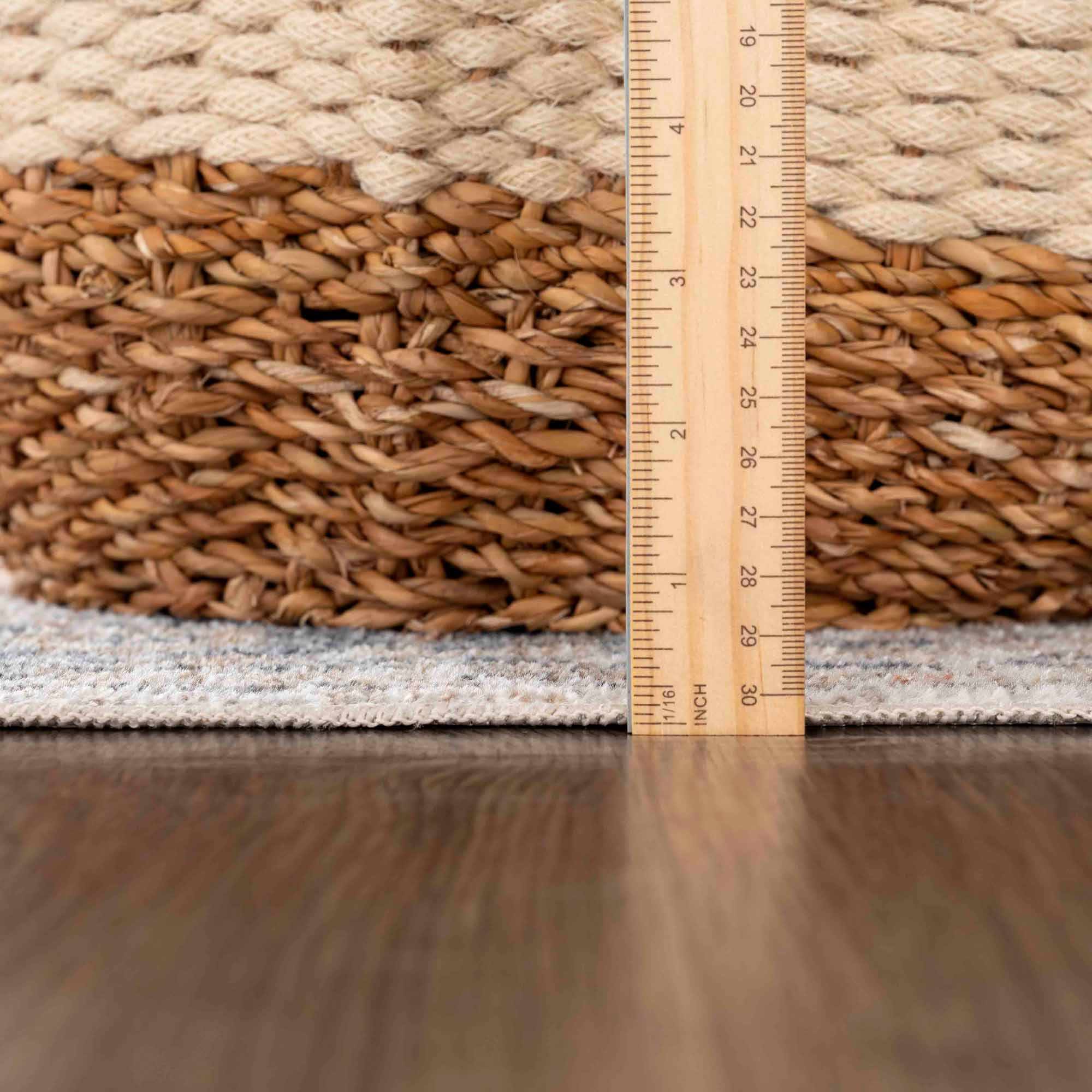 Traditional Heriz Ivory, Rust and Blue Medallion Design Low Pile Washable Area Rug - Image 11